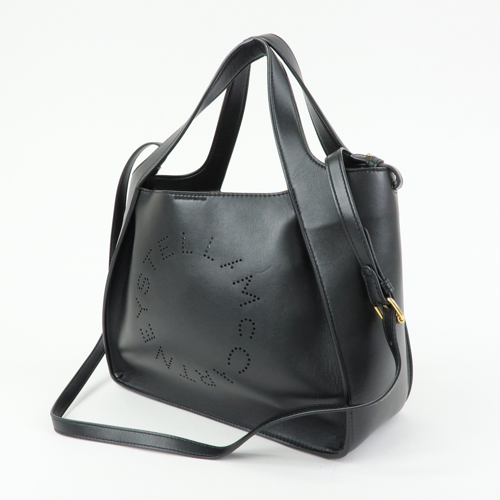 STELLA MCCARTNEY Faux Leather 2Way Shoulder Bag Hand Bag Black