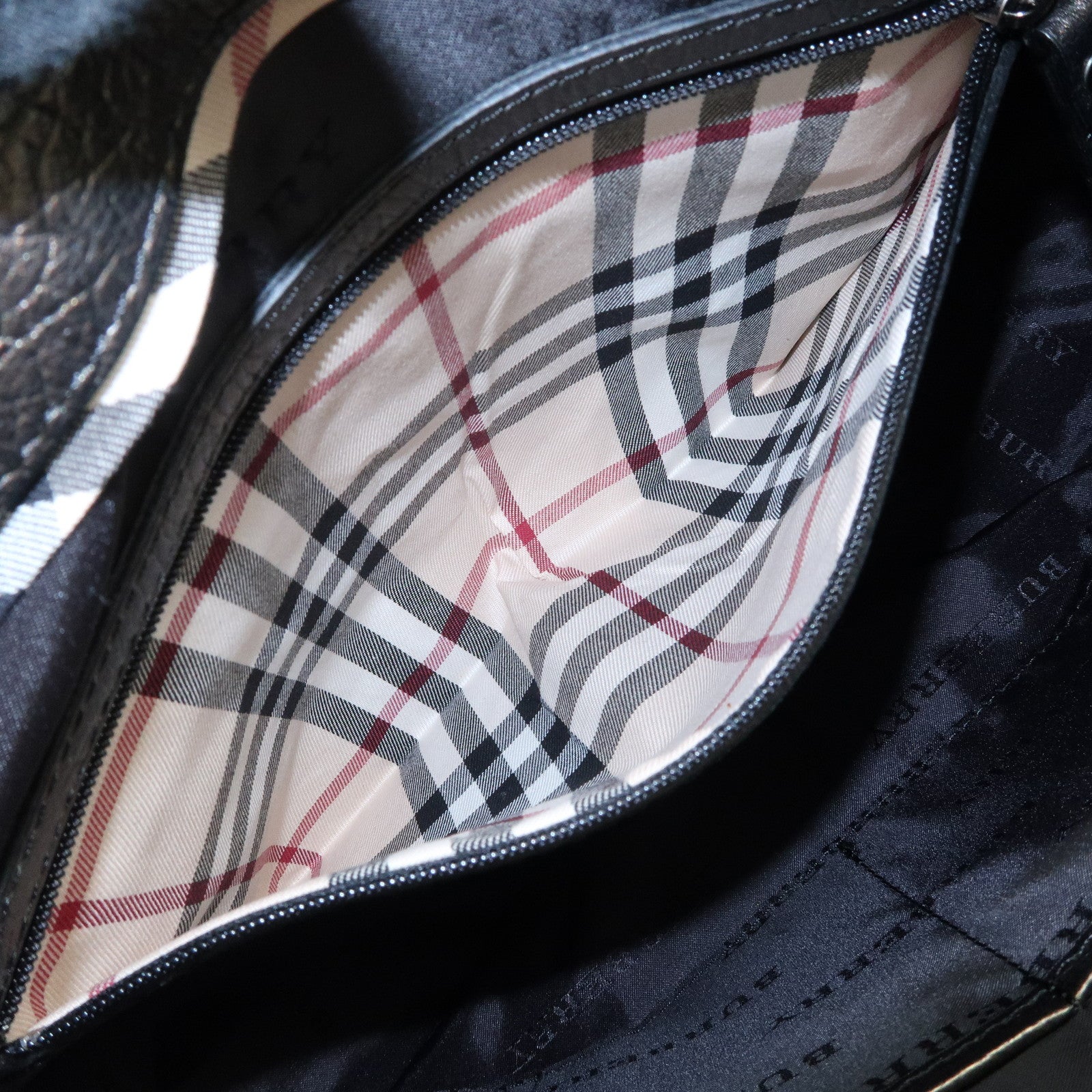 BURBERRY Nylon Leather Shoulder Bag Black Used
