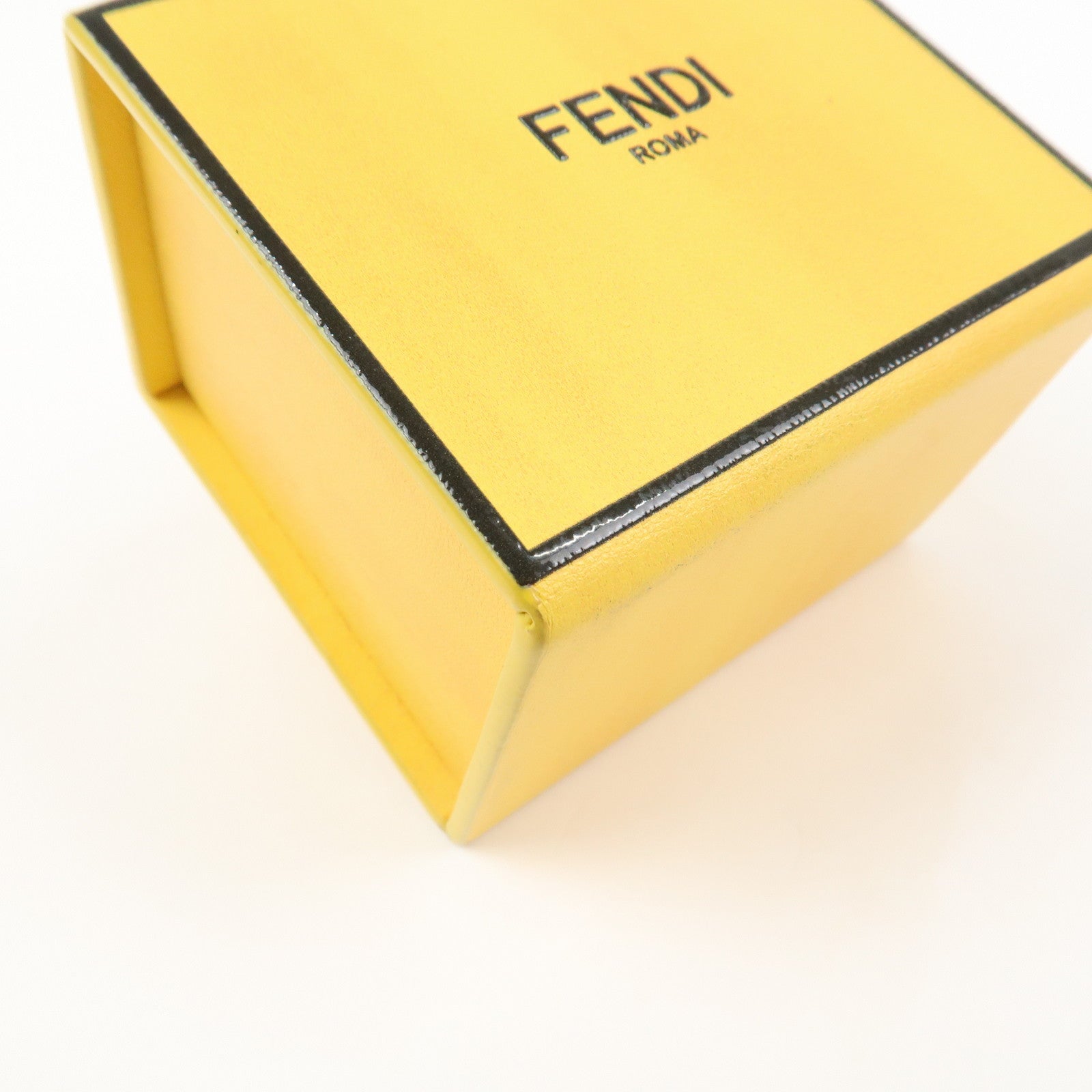 FENDI Logo Leather Mini Box Bag Charm Key Holder Yellow 7AR894