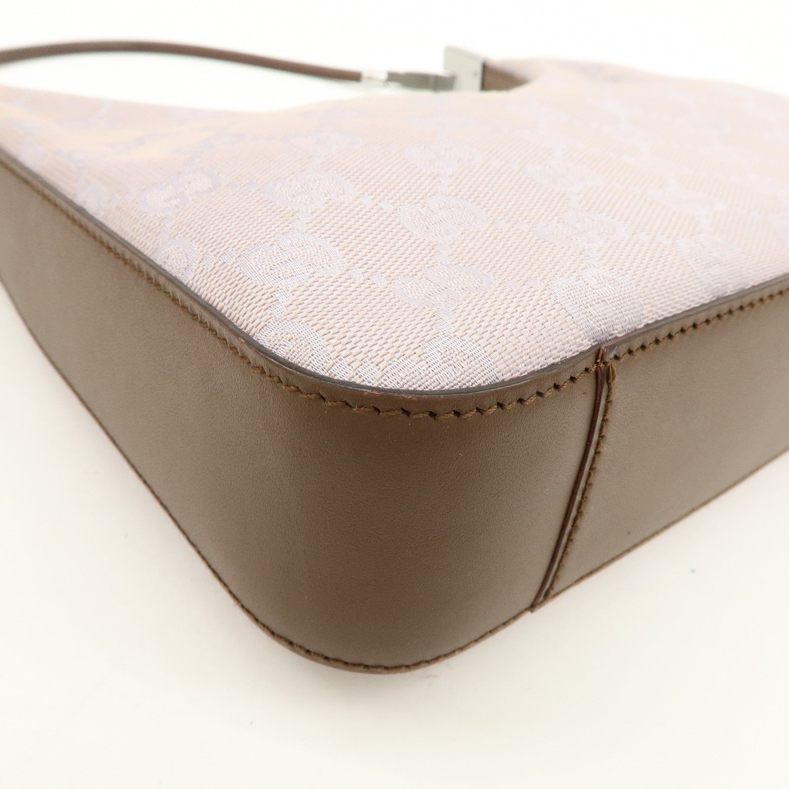 GUCCI GG Canvas Leather Shoulder Bag Hand Bag Purple Brown 01233