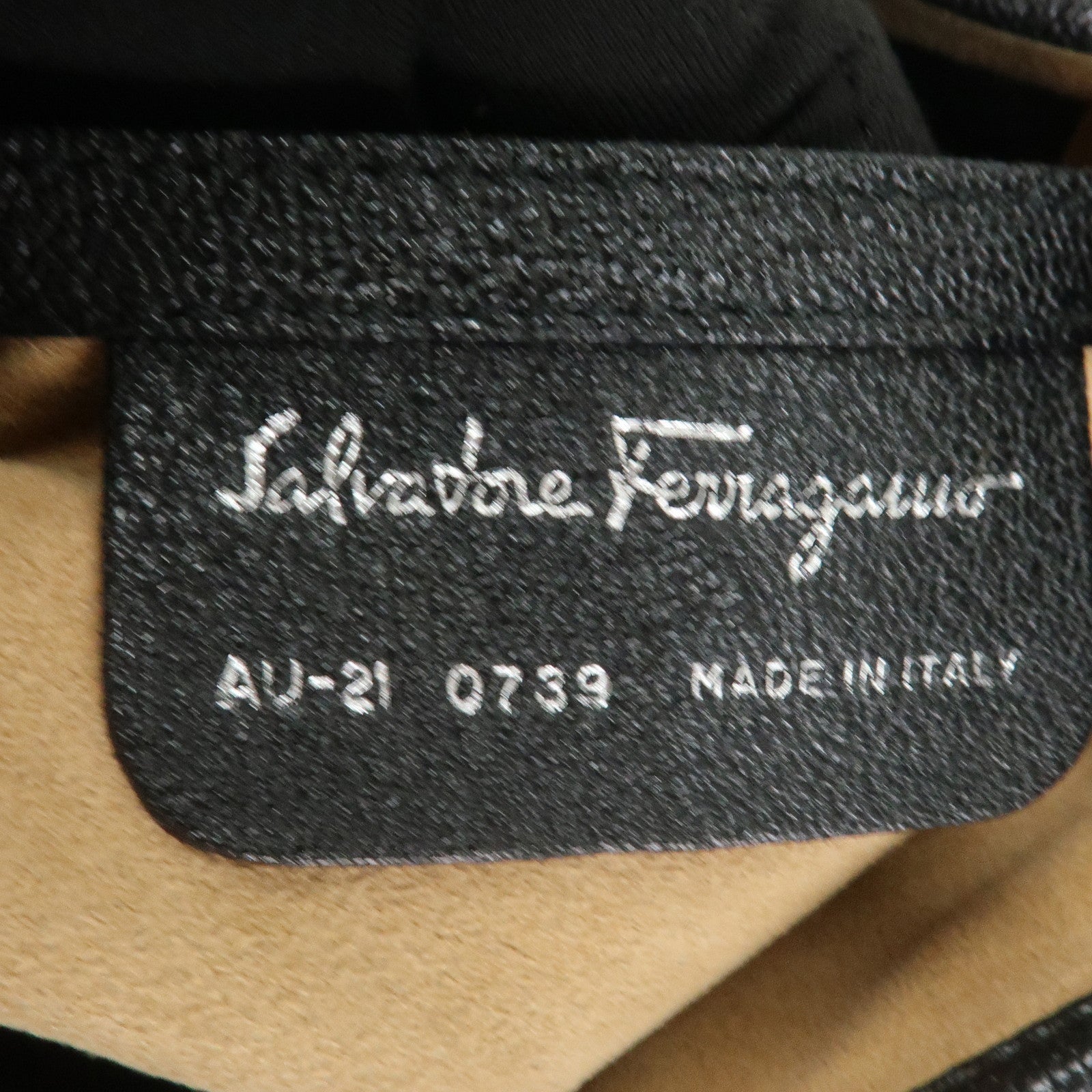Ferragamo Leather Suede Shoulder Bag Hand Bag Black