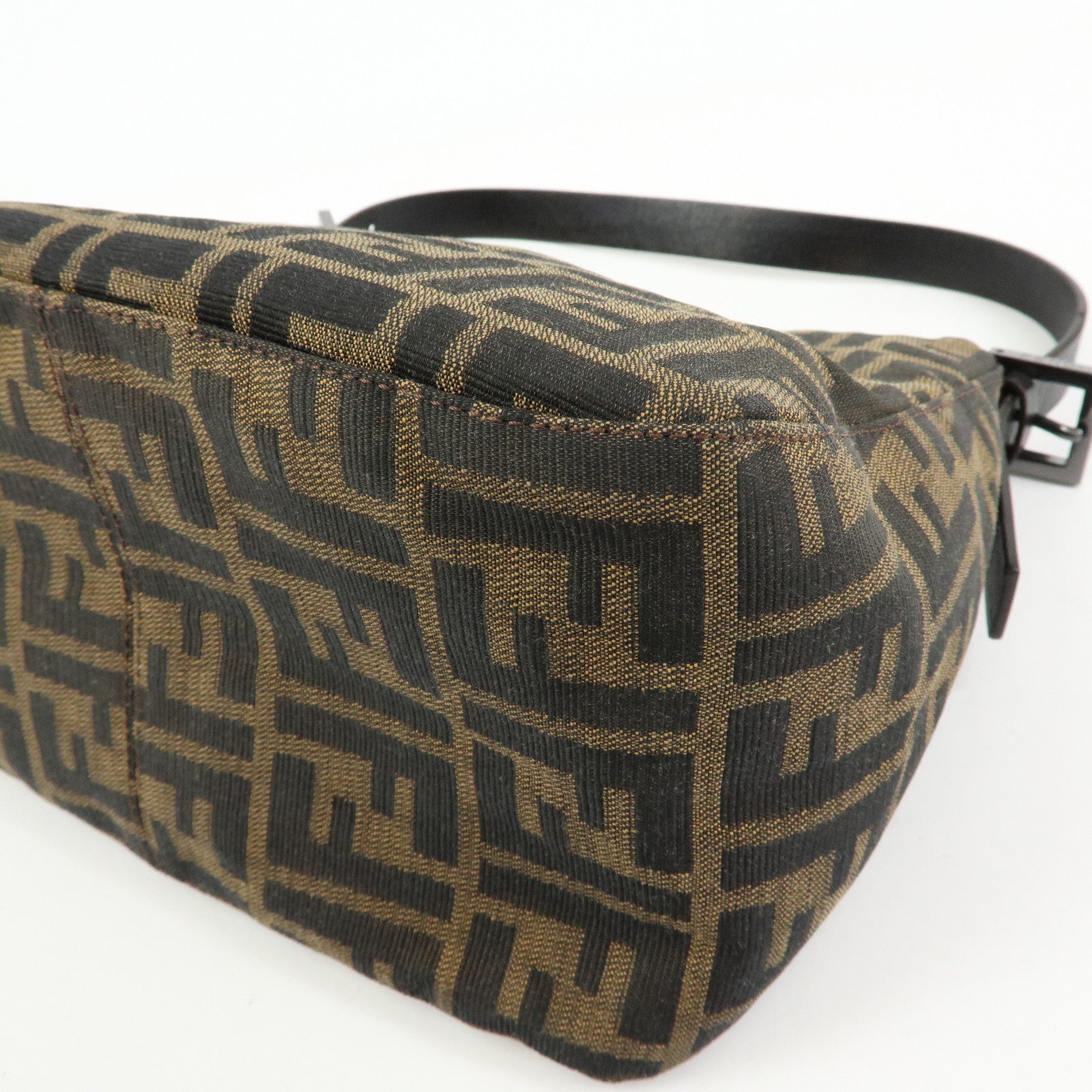 FENDI Zucca Mamma Baguette Canvas Leather Shoulder Bag 8BR004