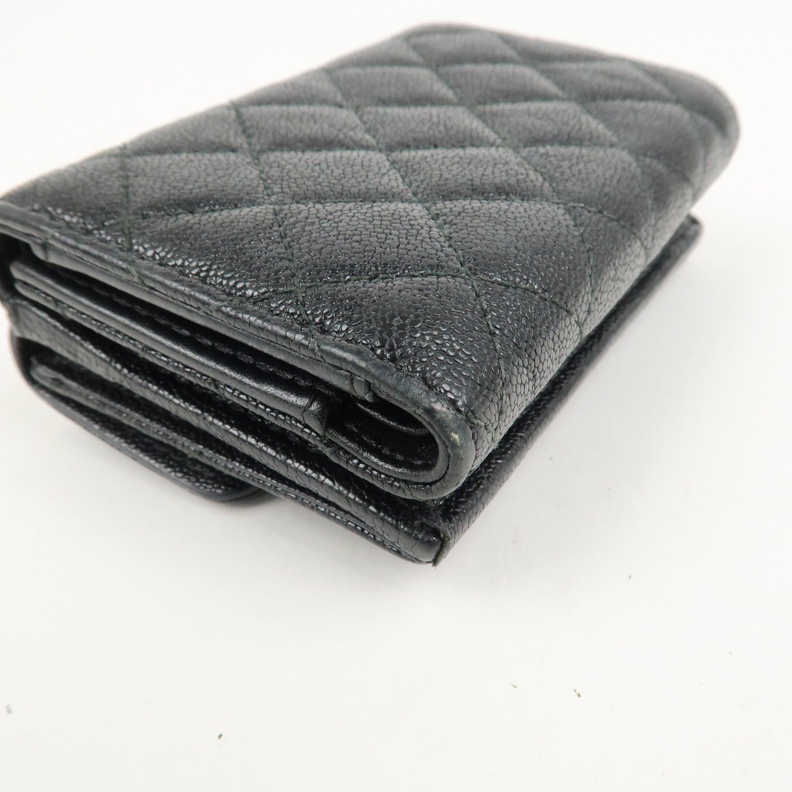 CHANEL Boy CHANEL Caviarskin Small Compact Wallet Black A84432