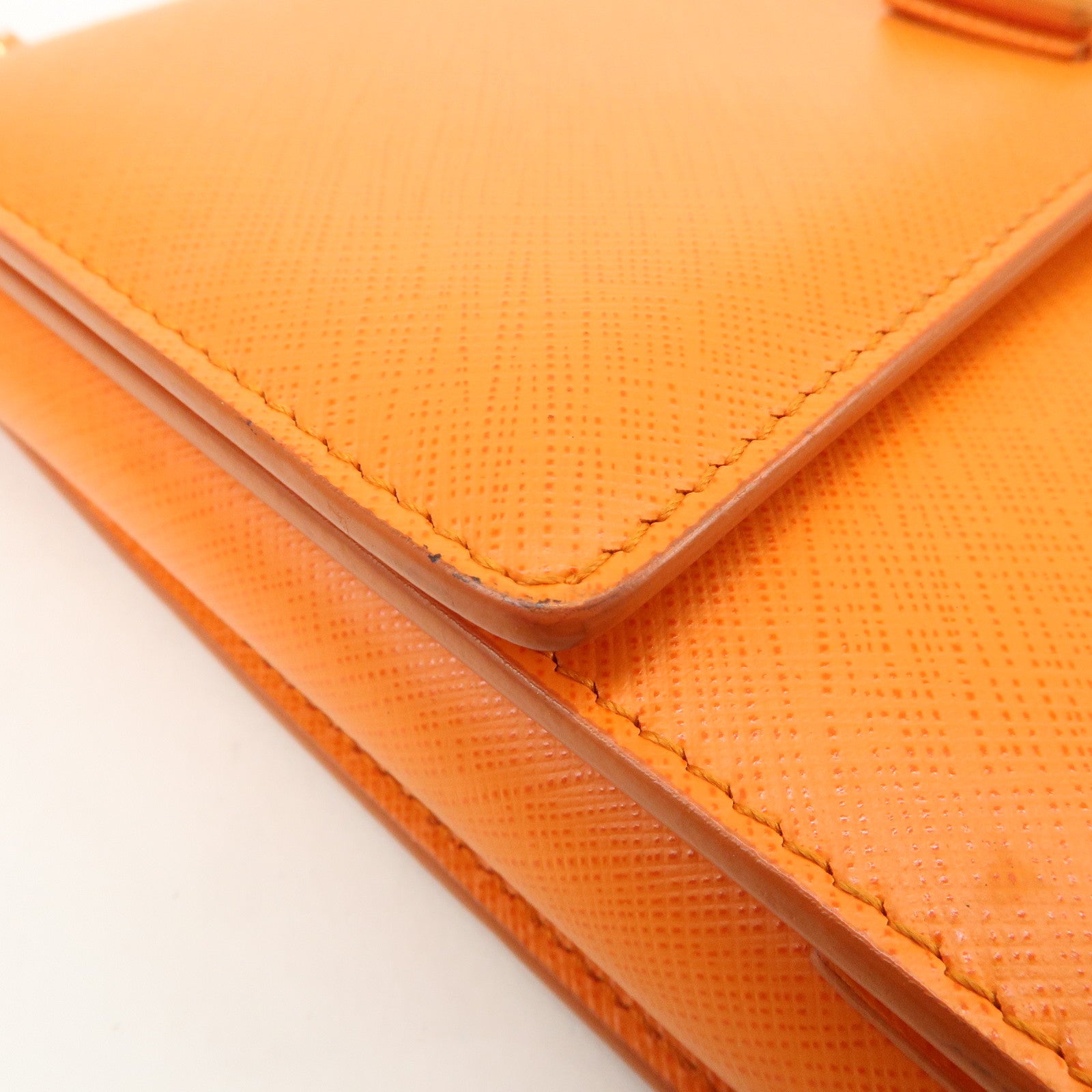 Ferragamo Vara Ribbon Leather Chain Shoulder Bag Hand Bag Orange