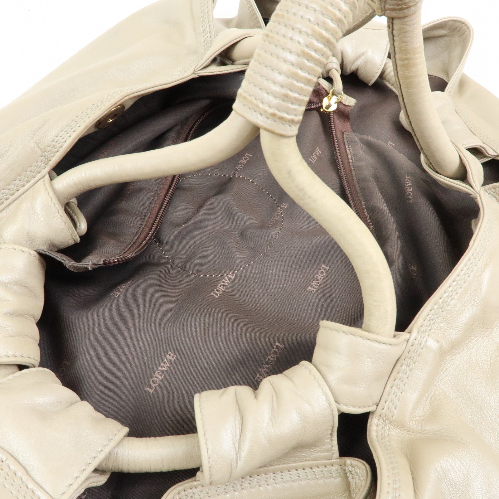 LOEWE Anagram Nappa Aire Leather Hand Bag Shoulder Bag Beige