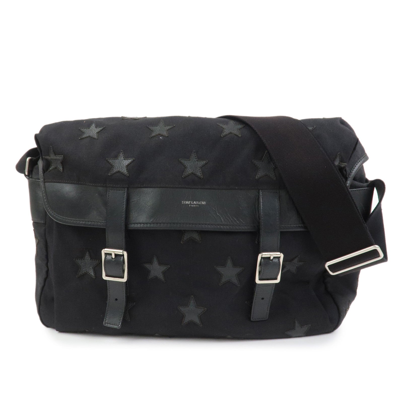 SAINT LAURENT PARIS Canvas Leather Crossbody Shoulder Bag Star