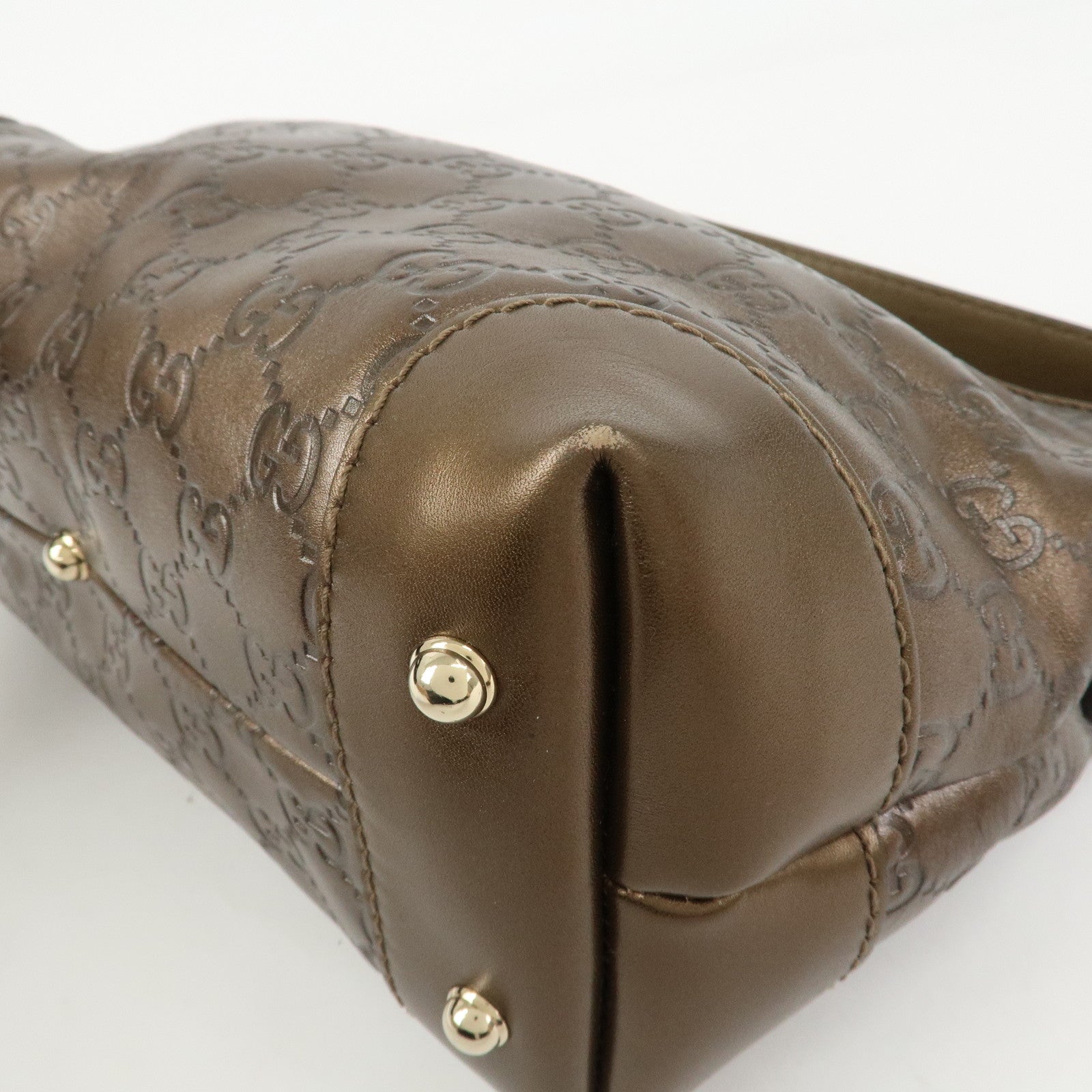 GUCCI Guccissima Bamboo Leather Shoulder Bag Hand Bag Bronze 269959
