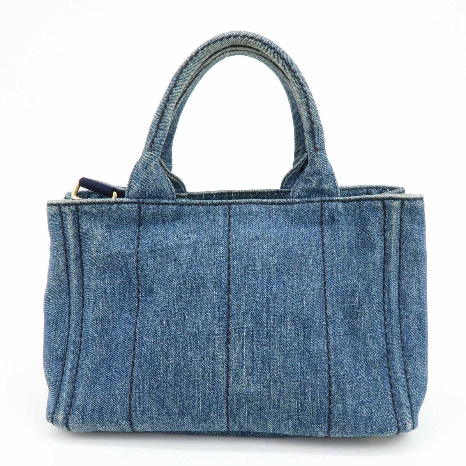 PRADA Triangle Logo Canapa Mini Canvas Denim 2Way Hand Bag 1BG439