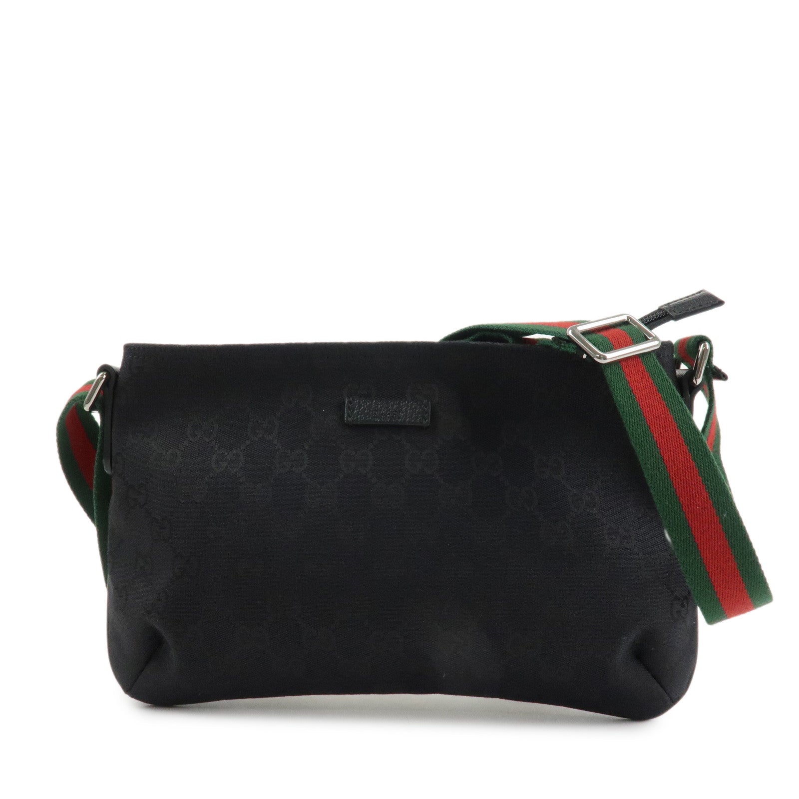 GUCCI Sherry GG Canvas Leather Shoulder Bag Black 189749 Used