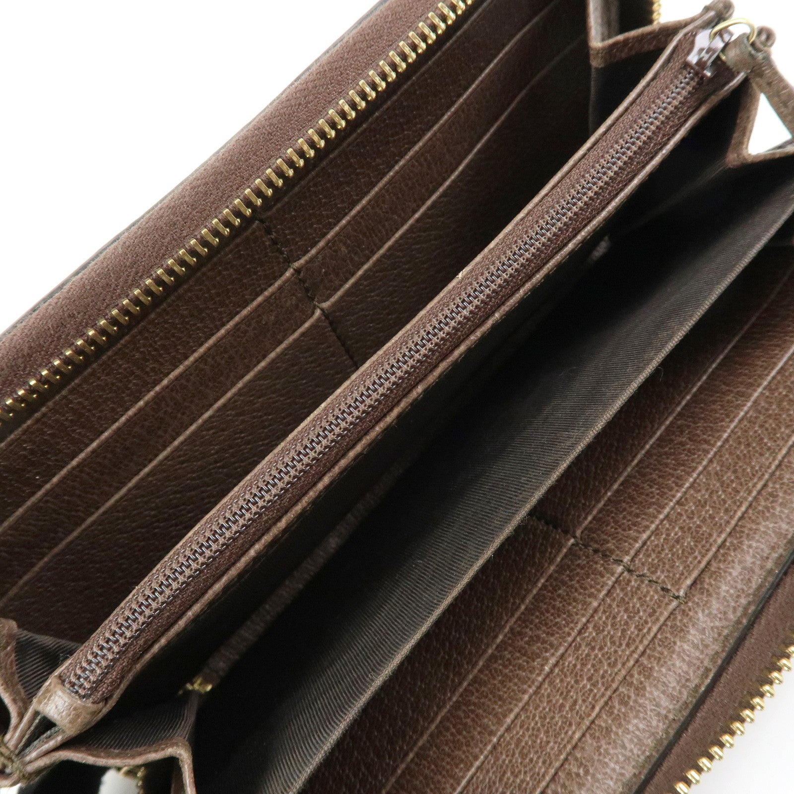 GUCCI Ophidia Sherry GG Supreme Leather Round Zippy Wallet 523154