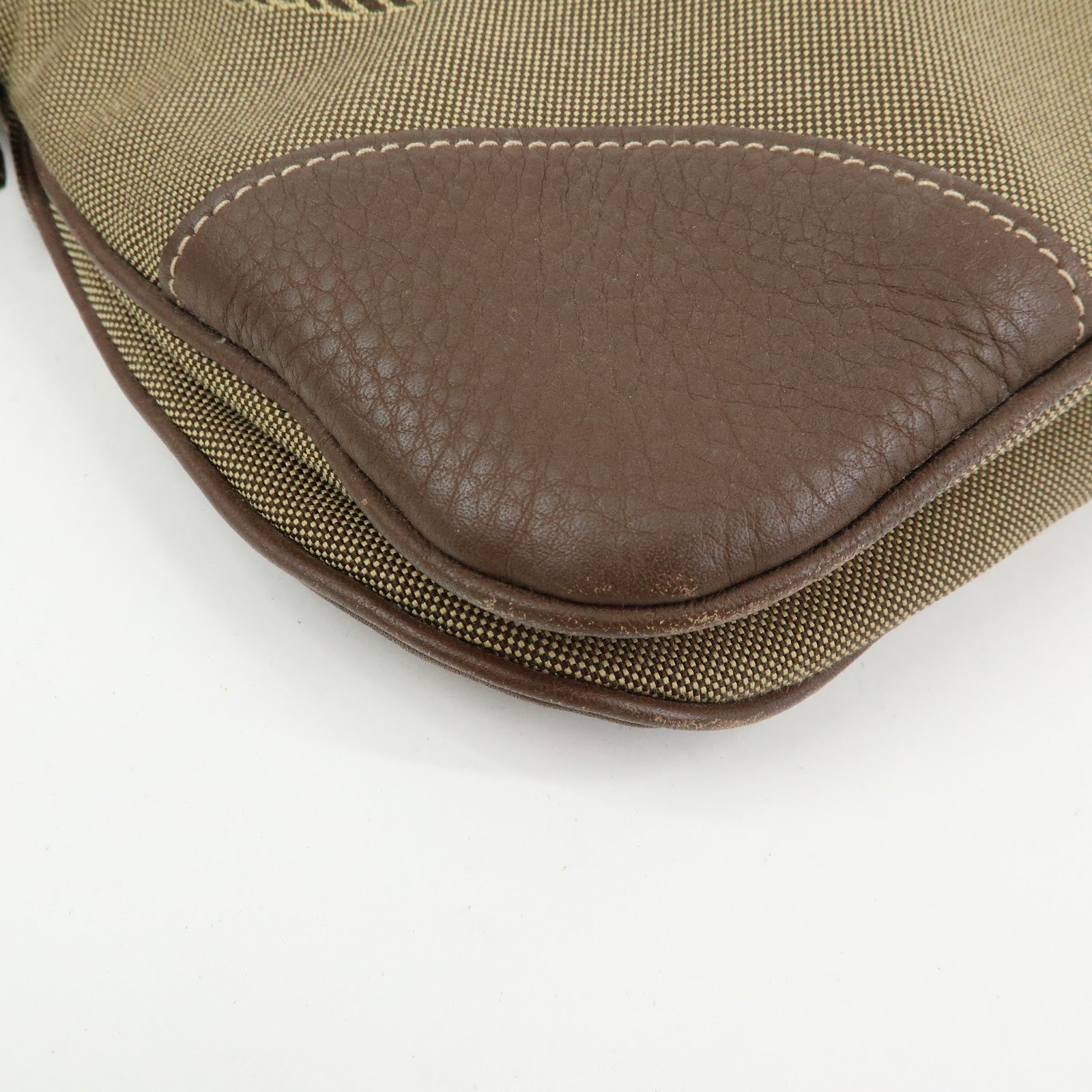 PRADA Logo Jacguard Leather Shoulder Bag Crossbody Bag Brown 1BT867