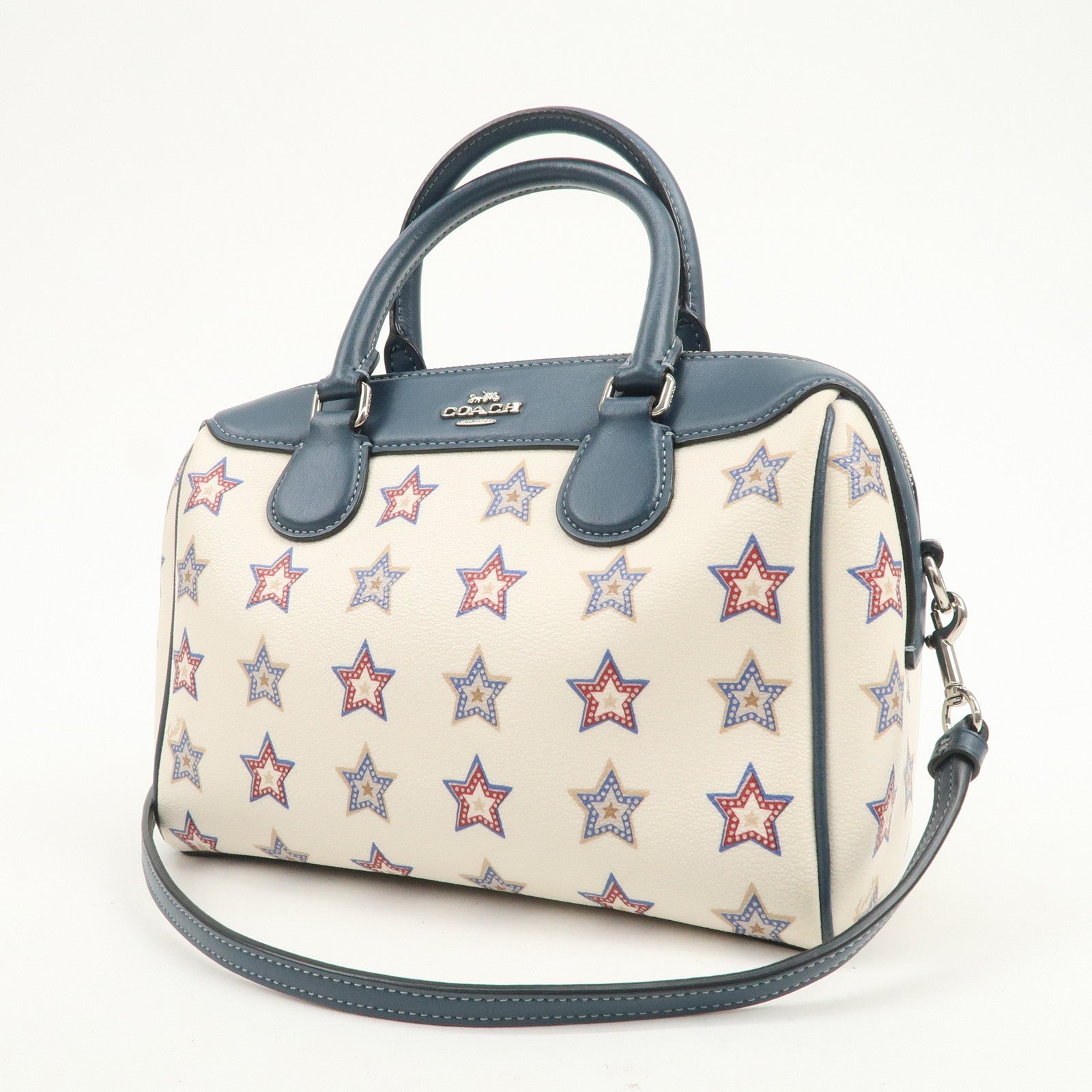 COACH PVC Leather 2Way Shoulder Bag Hand Bag Star White