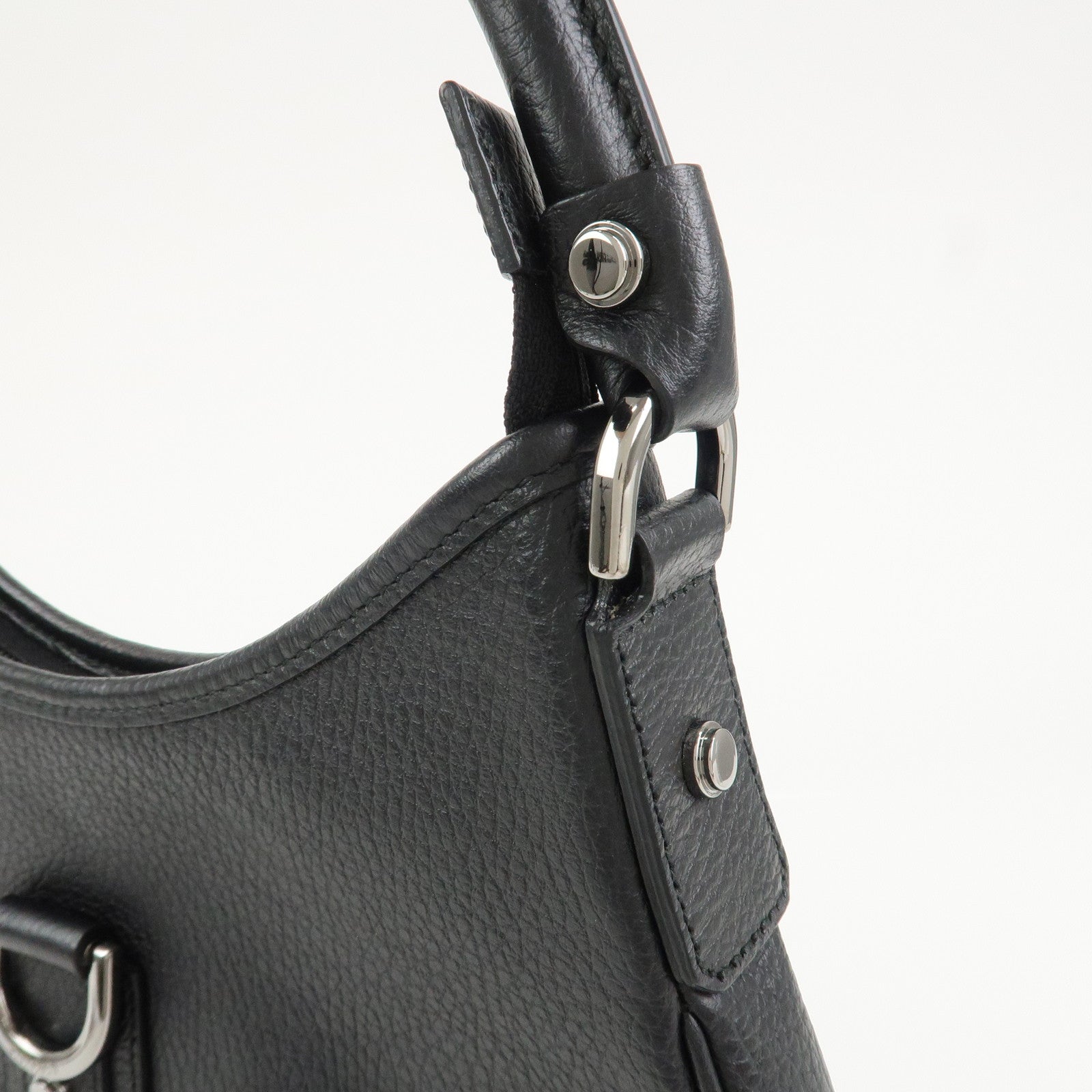 GUCCI Abbey Leather Shoulder Bag Hand Bag Black Silver S268637