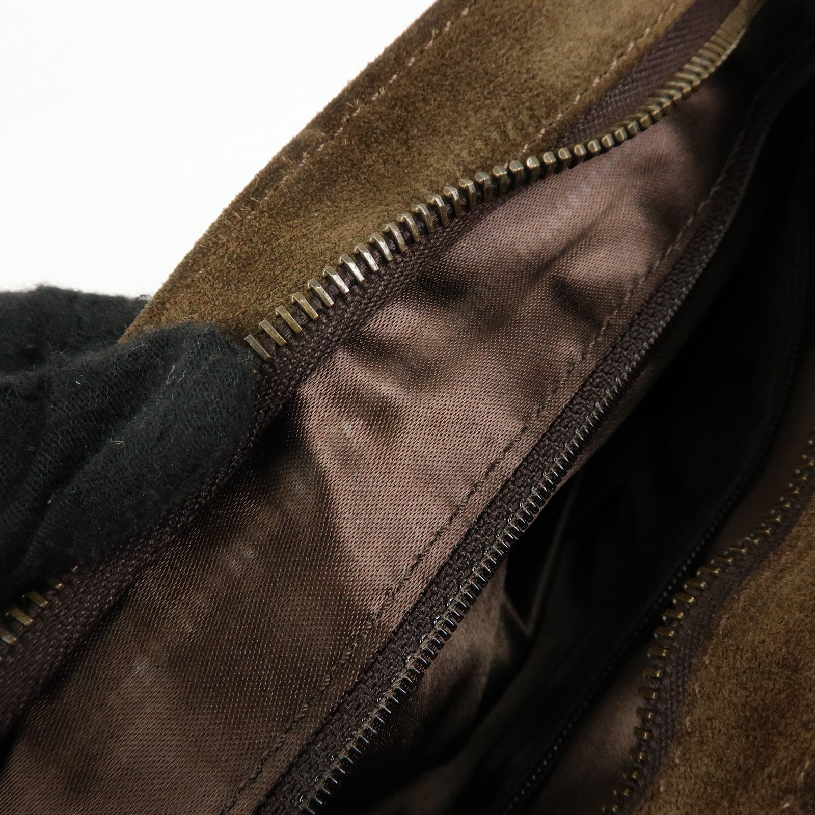 CHANEL Logo Suede Tote Bag Shoulder Bag Brown