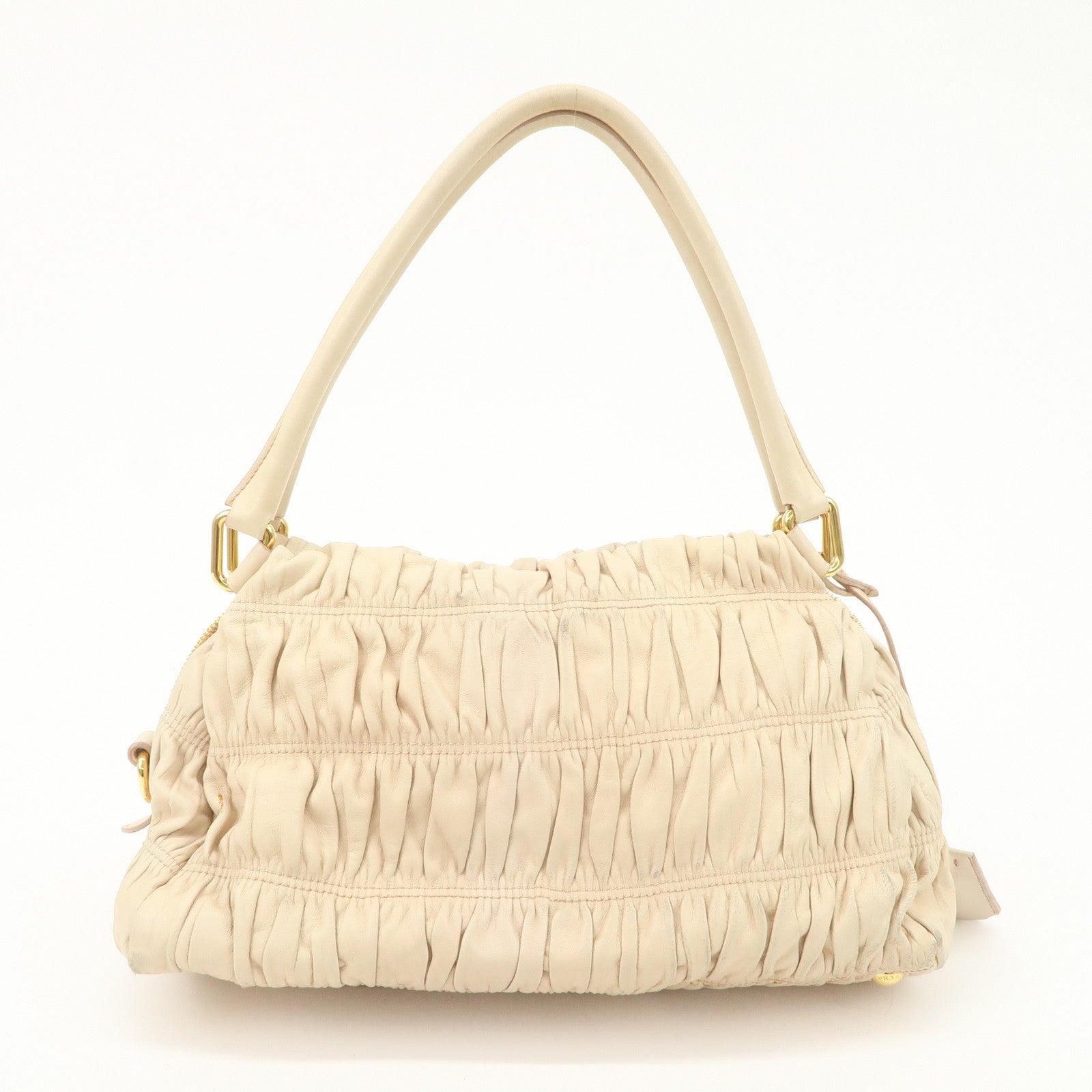 PRADA Nappa Leather Gathered Ribbon Shoulder Bag Hand Bag BR4492