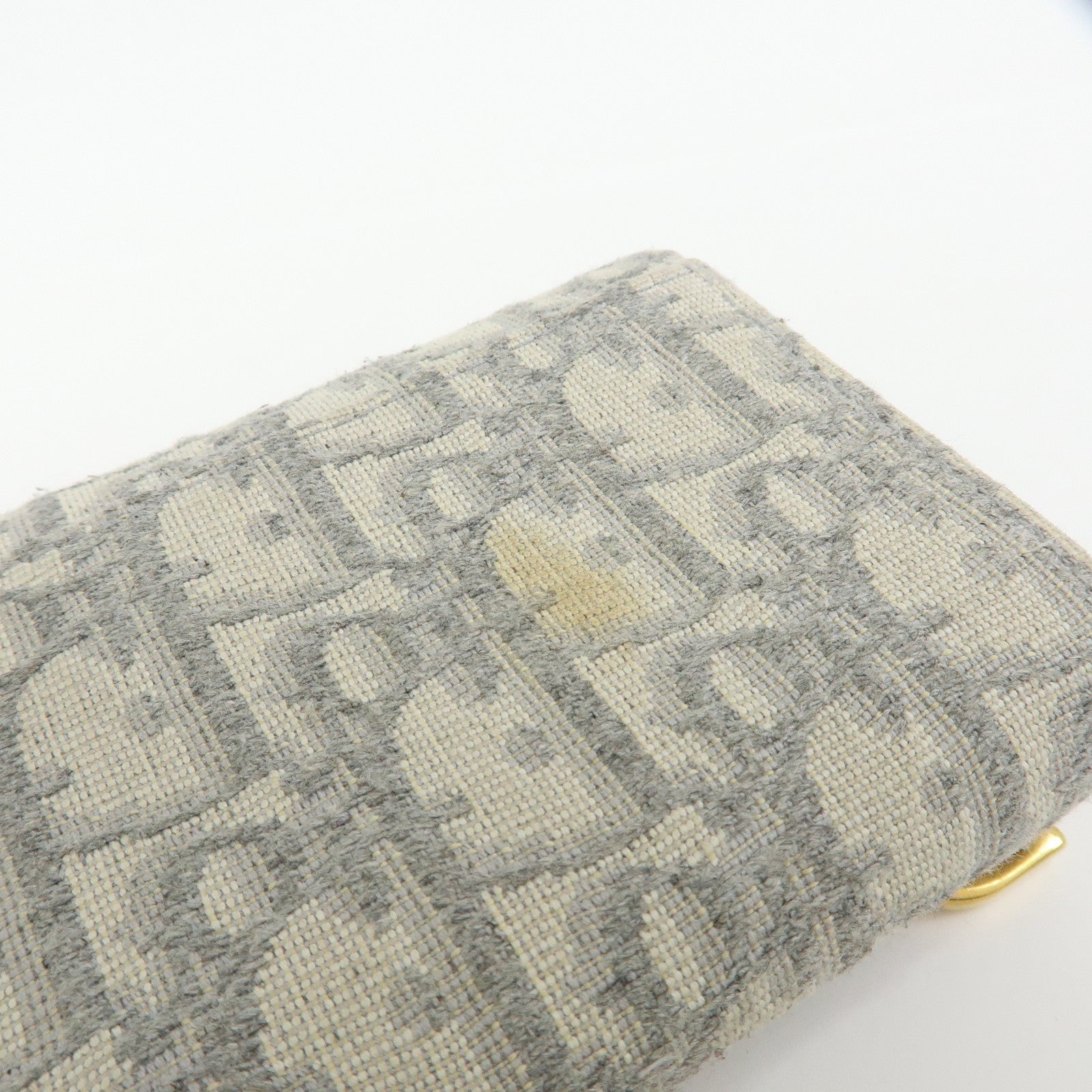 Christian Dior Trotter Jacquard Canvas Bi-fold Compact Wallet Gray