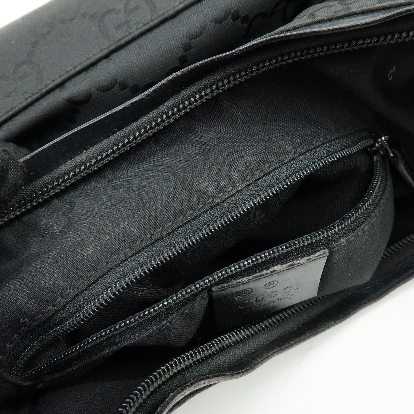 GUCCI Logo GG Nylon Leather Shoulder Bag Hand Bag Black 28335