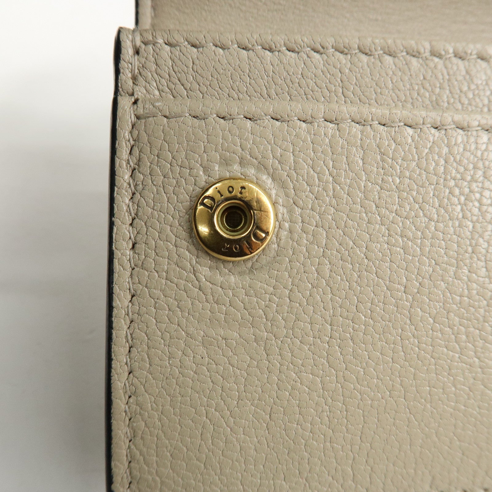 Christian Dior Leather Card Case Beige Gold HDW 44-MA-0248 Used