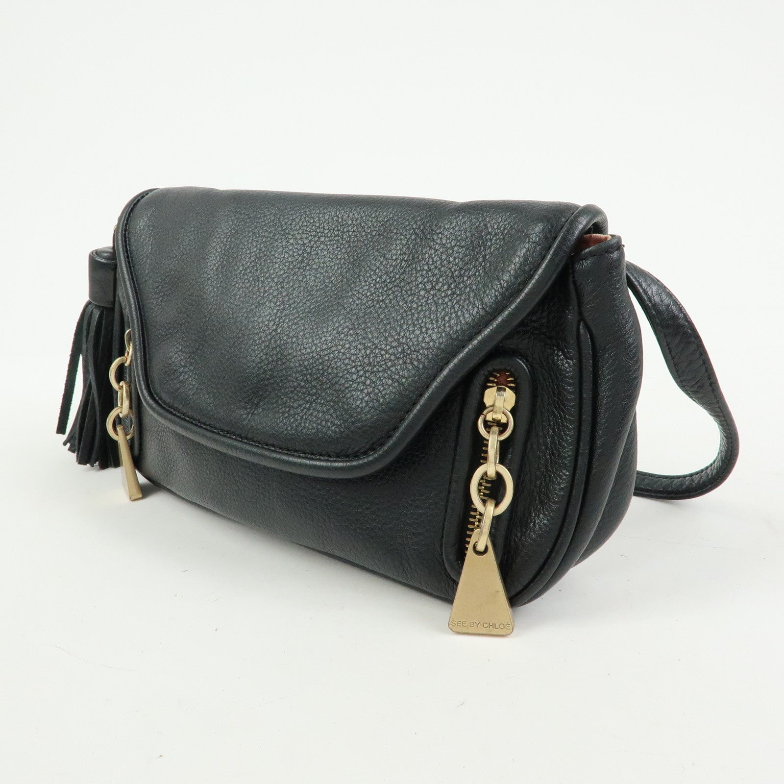 Chloe See By Chloe Leather Shoulder Bag Crossbody Bag Black
