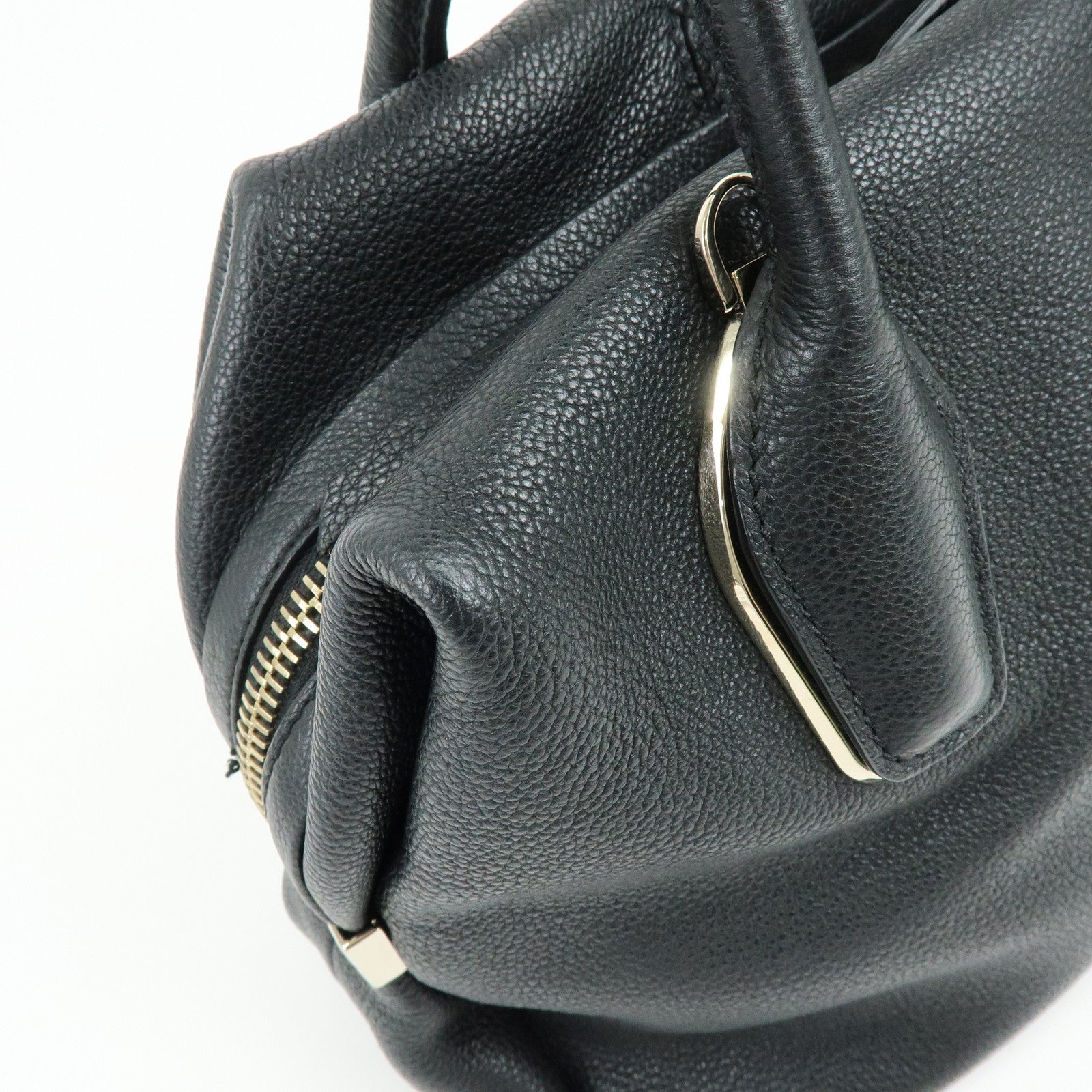 TOD'S Leather 2Way Bag Boston Bag Shoulder Bag Black