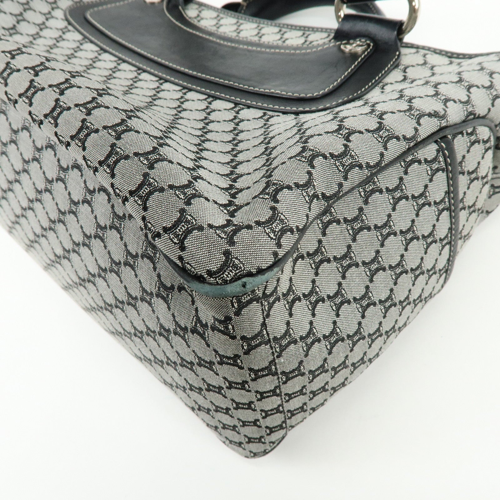 CELINE Macadam Canvas Leather Boogie Bag Hand Bag Navy