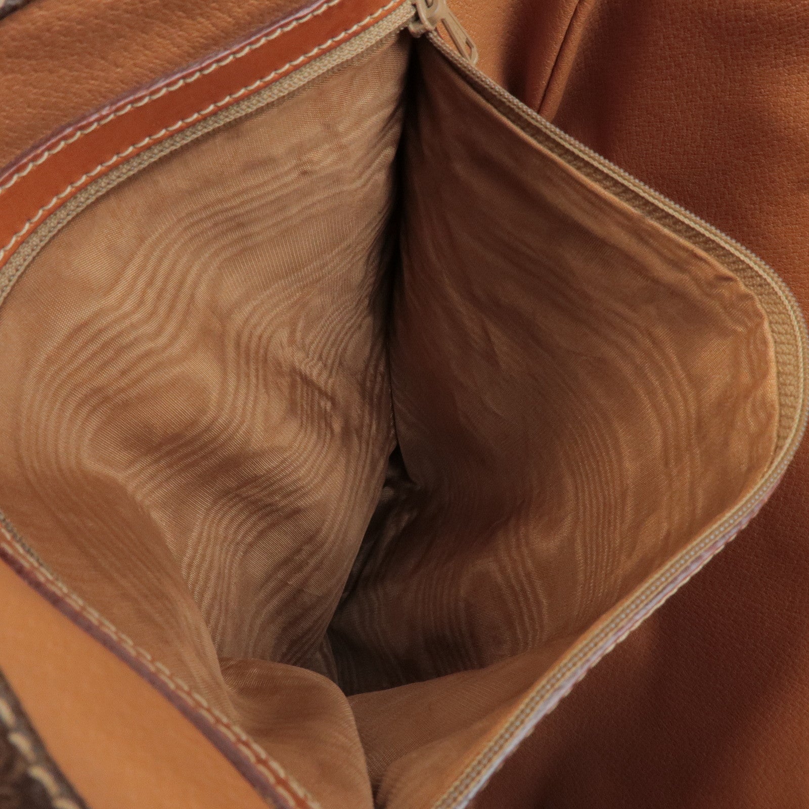 CELINE Macadam PVC Coated Canvas Leather Tote Bag Hand Bag Brown