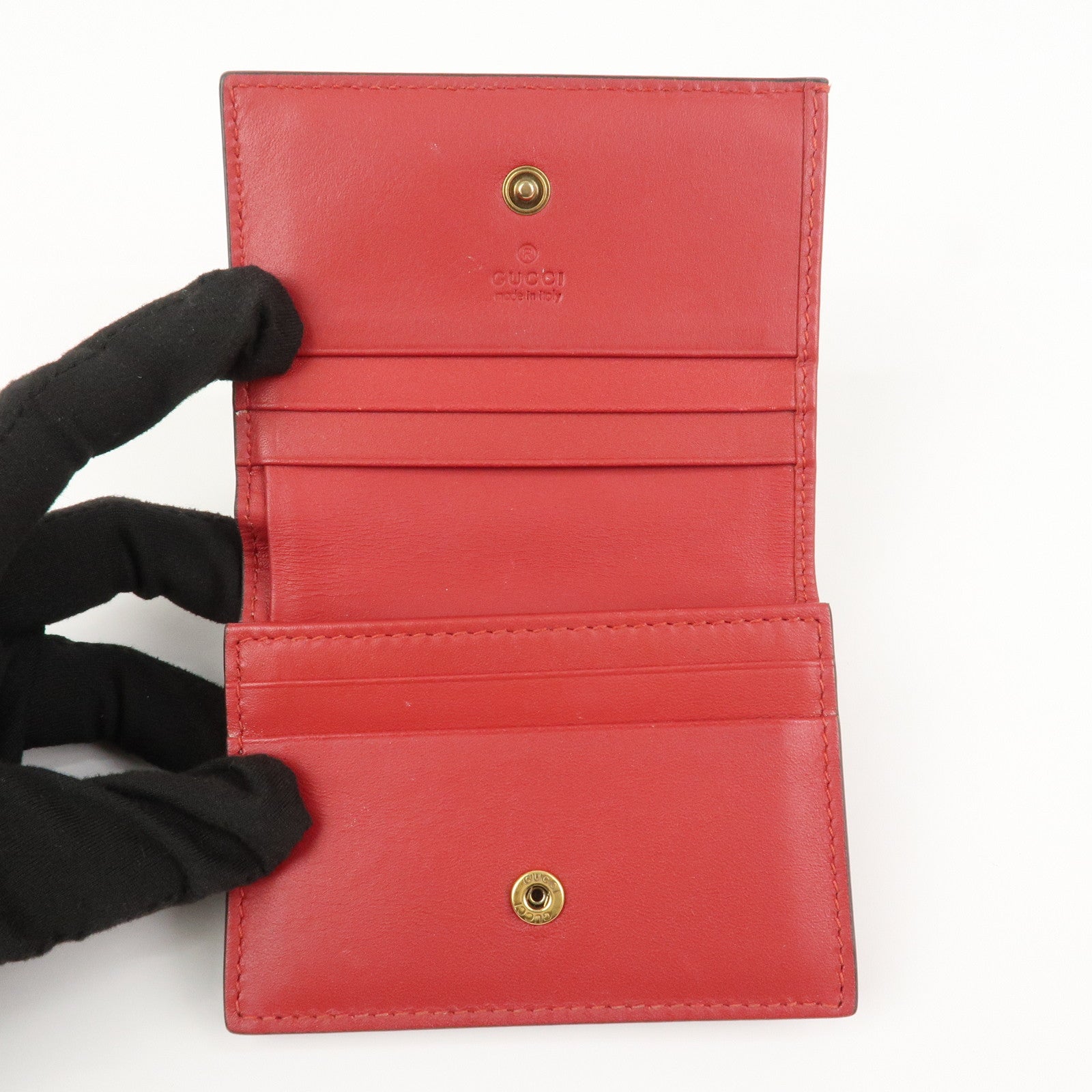 GUCCI Interlocking G GG Supreme Cherry Compact Wallet Beige 476050