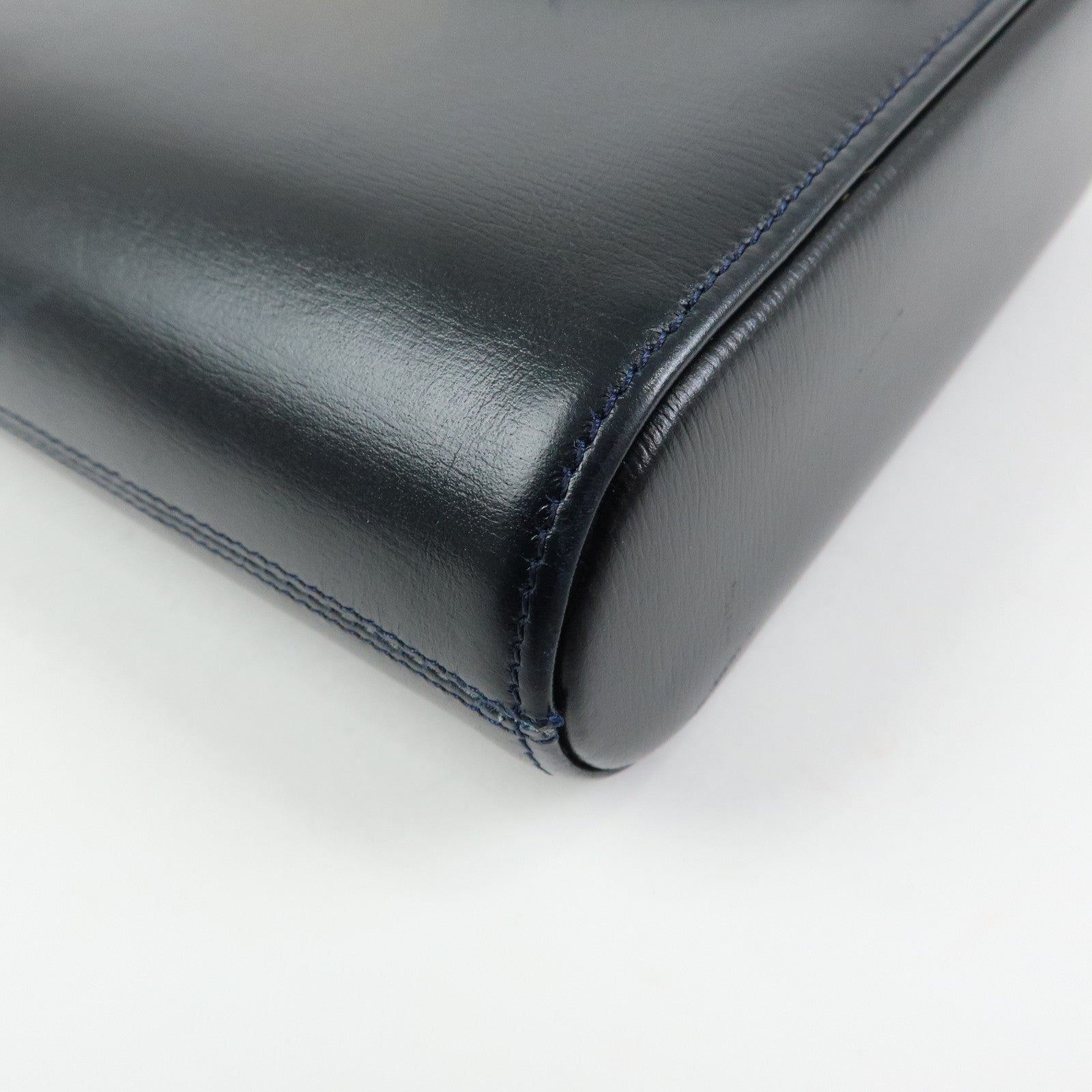 Cartier Sapphire Line Leather Clutch Bag Flat Pouch Dark Navy