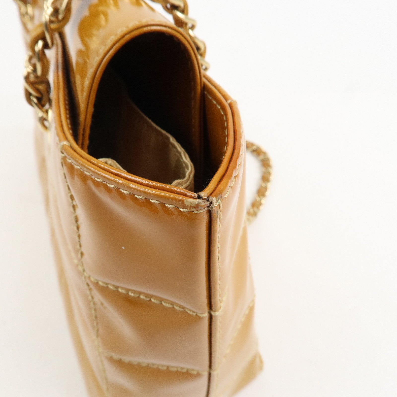 CHANEL COCO Mark Chocolate Bar Patent Leather Chain Shoulder Bag