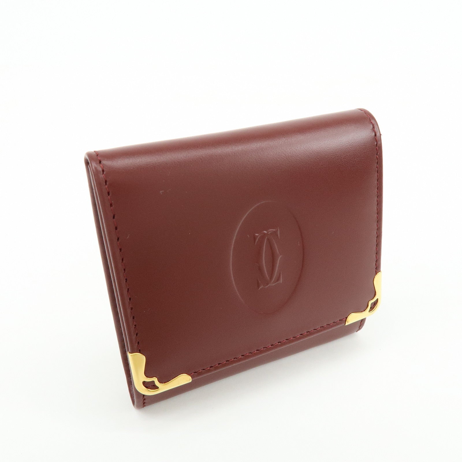 Cartier Must de Cartier Calf Skin Leather Coin Case Bordeaux