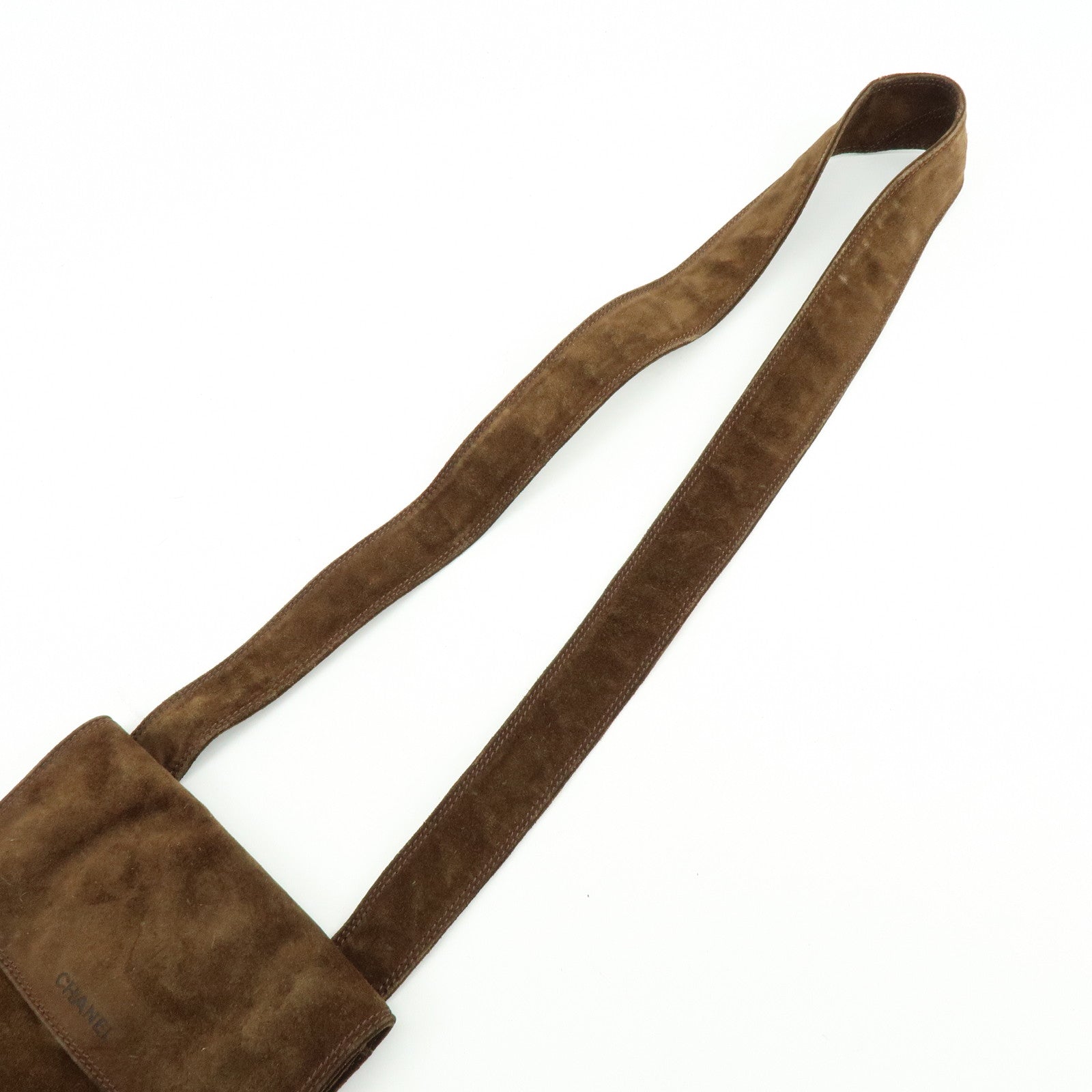 CHANEL Suede Shoulder Bag Crossbody Bag Brown