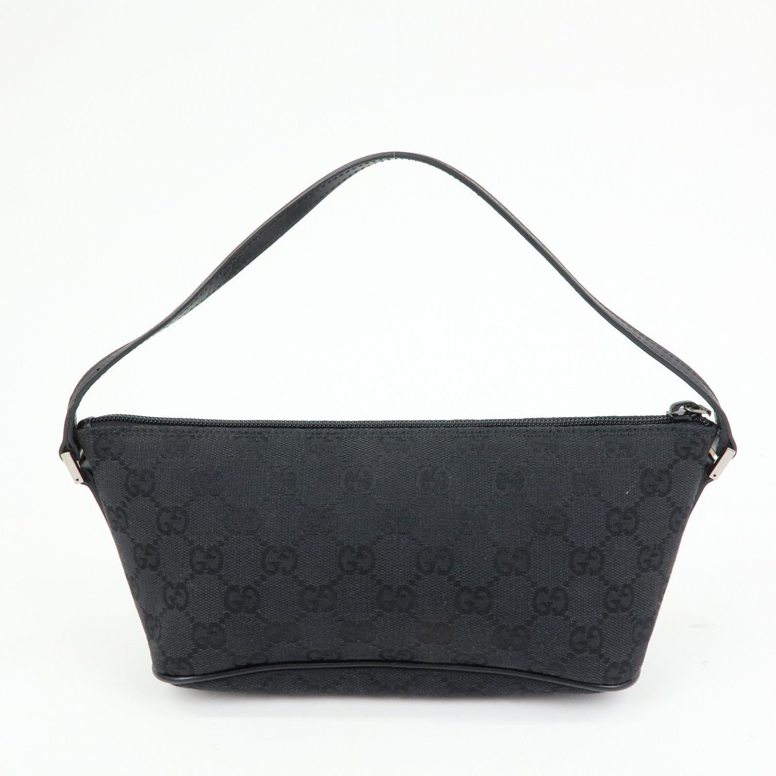 GUCCI Boat Bag GG Canvas Accessory Pouch Hand Bag Black 07198
