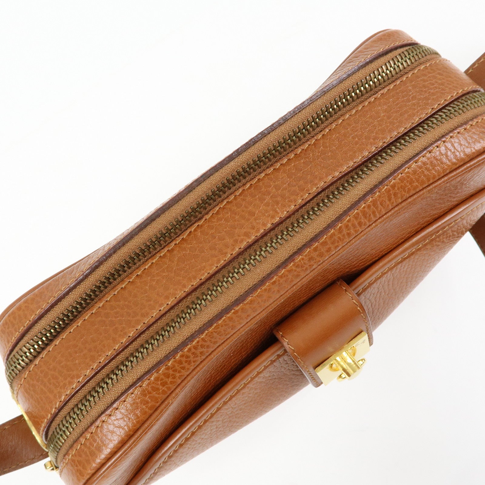 CELINE Leather Shoulder Bag Crossbody Bag Brown