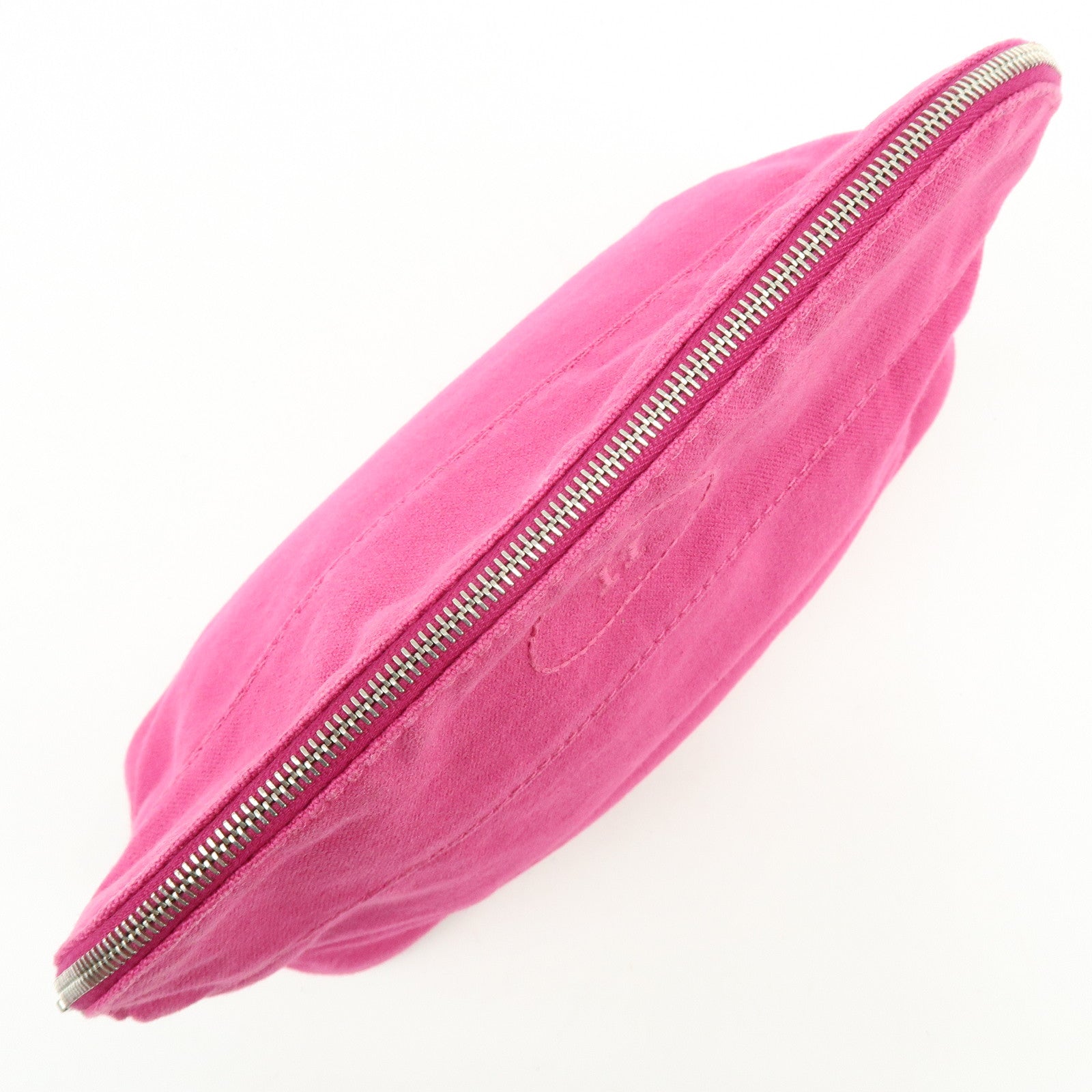 HERMES Bolide Pouch MM Cotton Leather Cosmetic Makeup Pouch Pink
