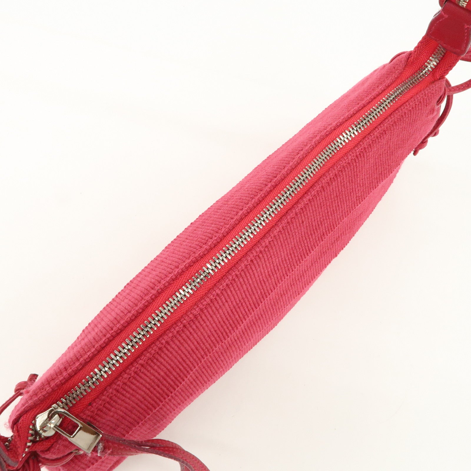 Ferragamo Logo Canvas Leather Shoulder Bag Hand Bag Pink