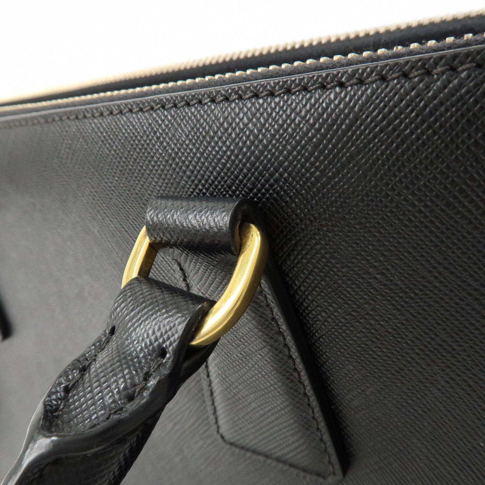 PRADA Triangle Logo Galleria Saffiano Leather 2Way Bag Black 1BA274