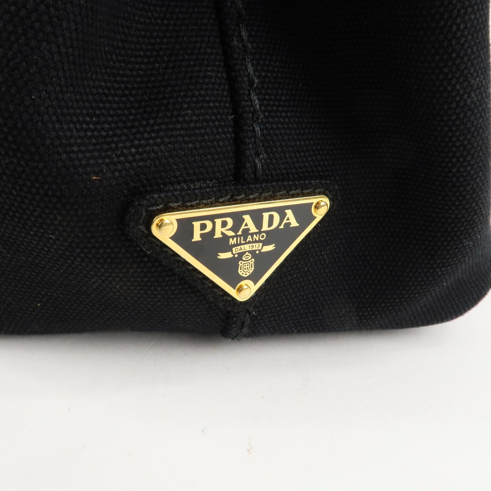 PRADA Canapa Mini Canvas 2Way Hand Bag Tote Bag Black 1BG439 Used