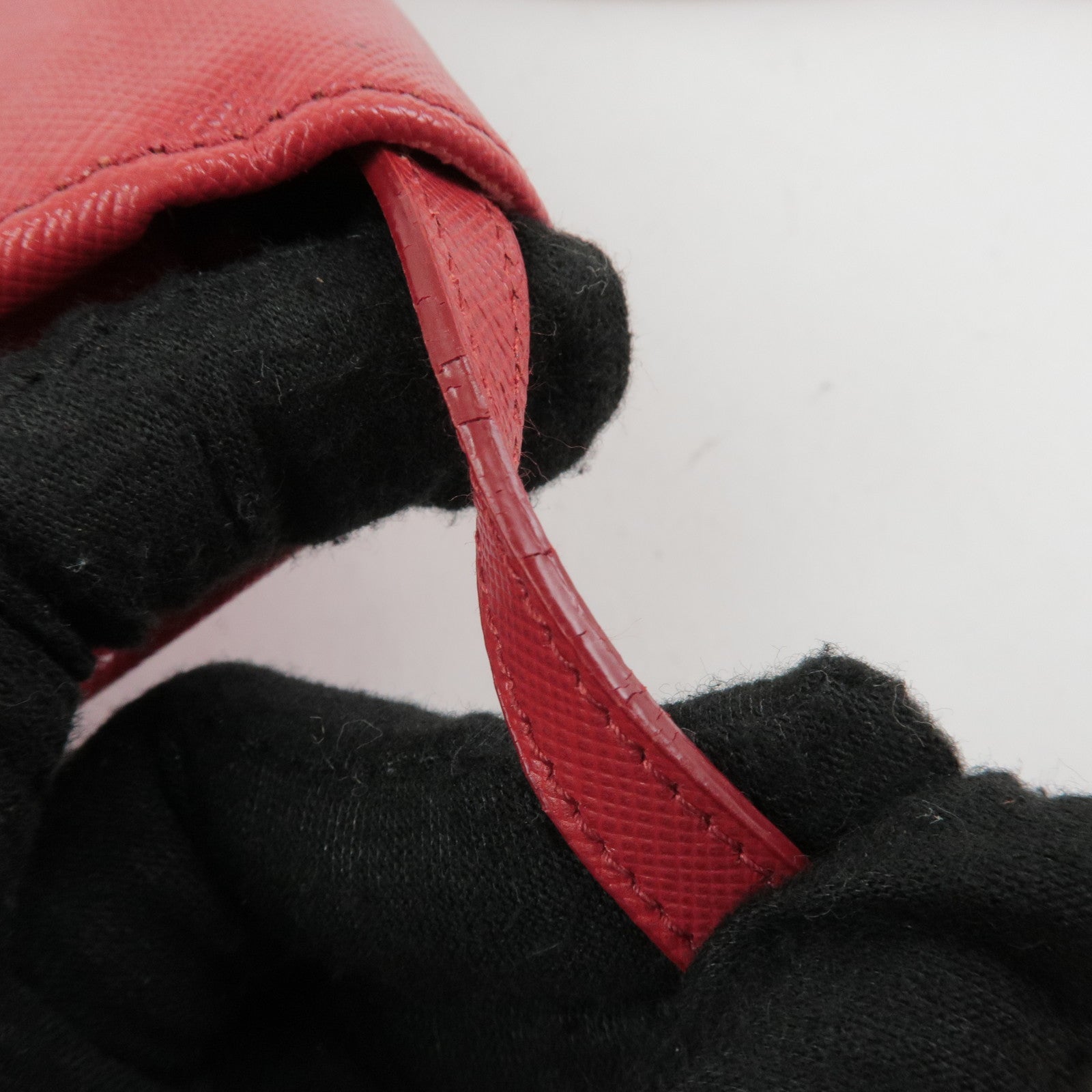 PRADA Saffiano Leather Shoulder Bag Crossbody Bag Red 1M1361