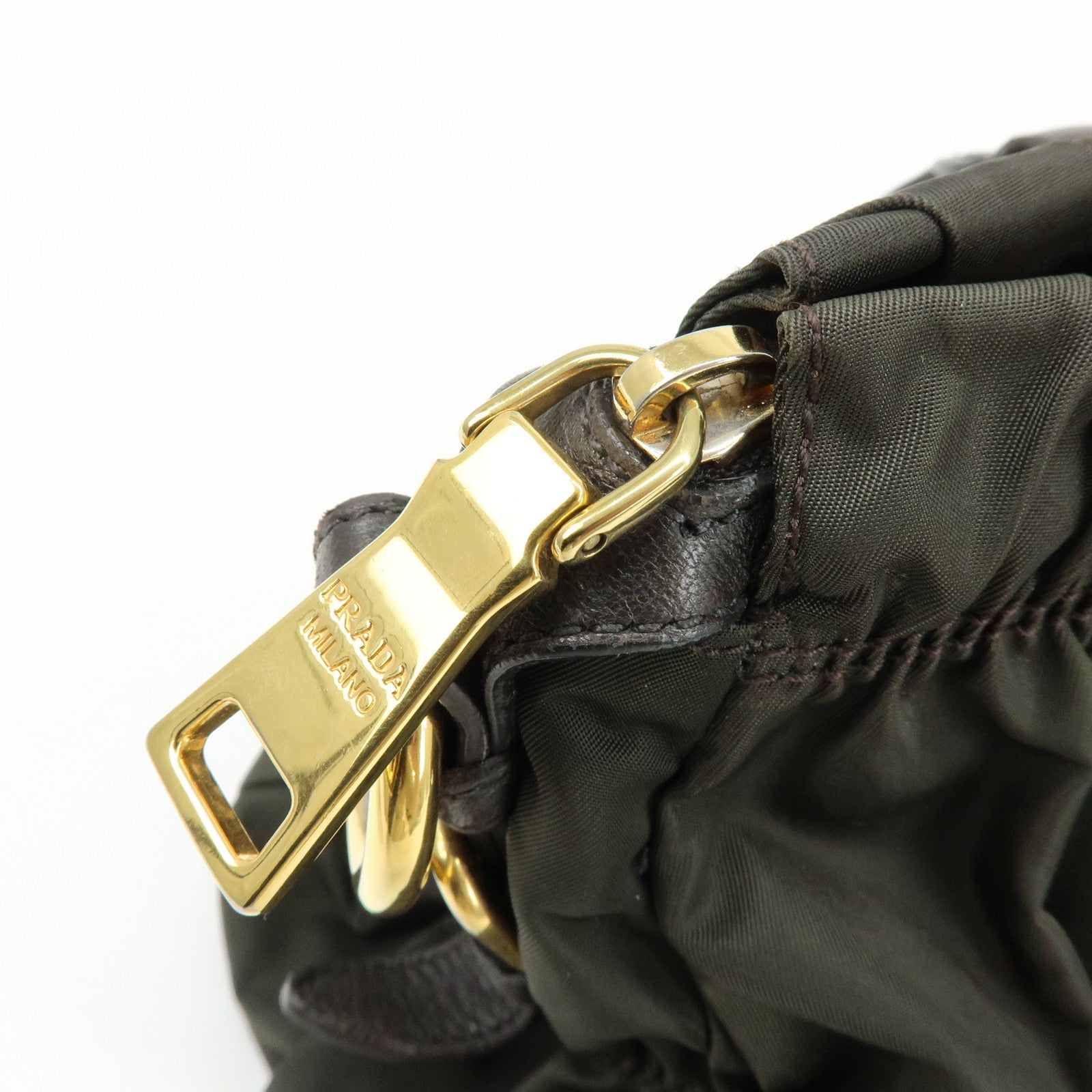 PRADA Nylon 2Way Bag Hand Bag Shoulder Bag Khaki Brown BN2346