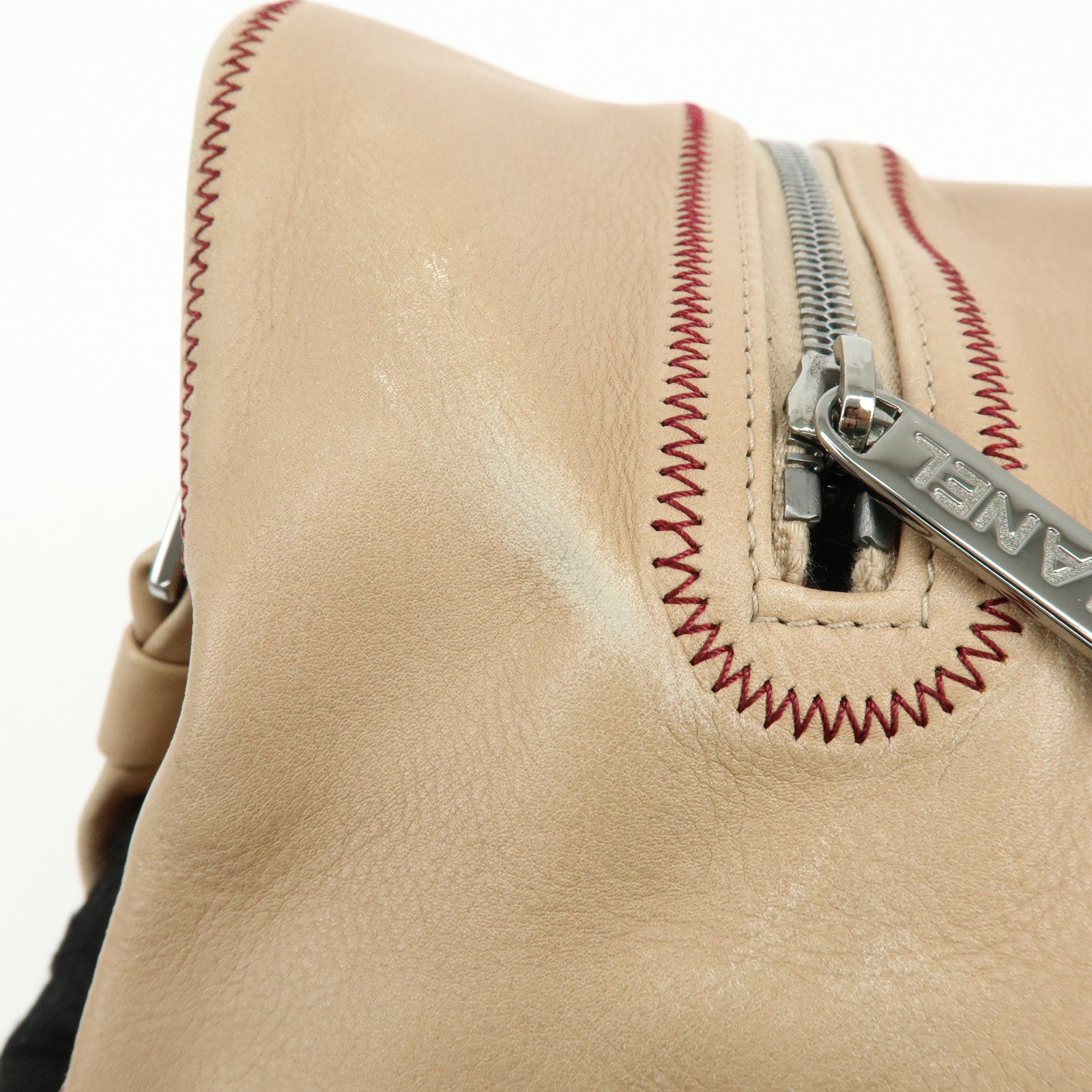 CHANEL COCO Mark Lamb Skin Hand Bag Pink Beige