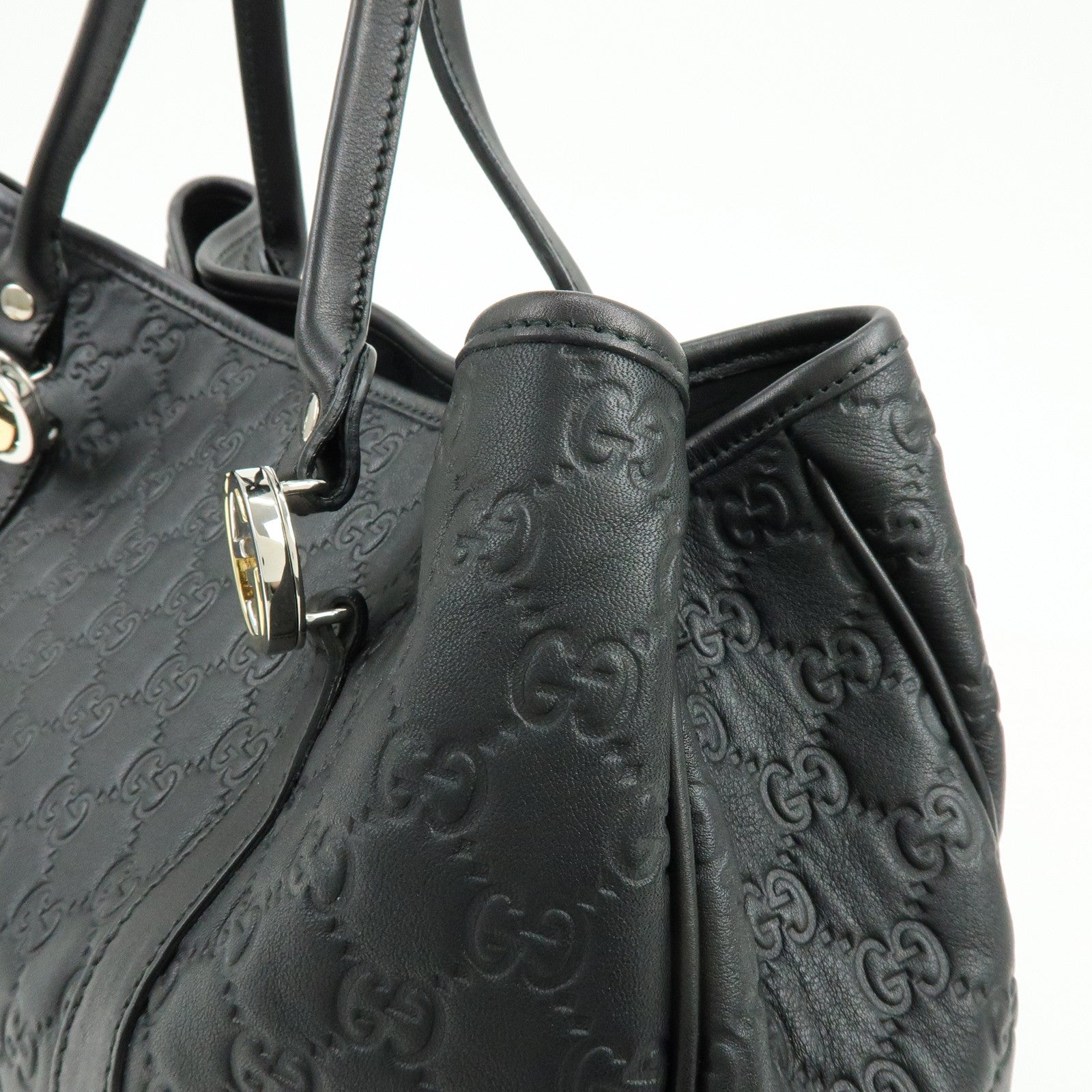 GUCCI Logo Guccissima Leather Tote Bag Shoulder Bag Black 232957
