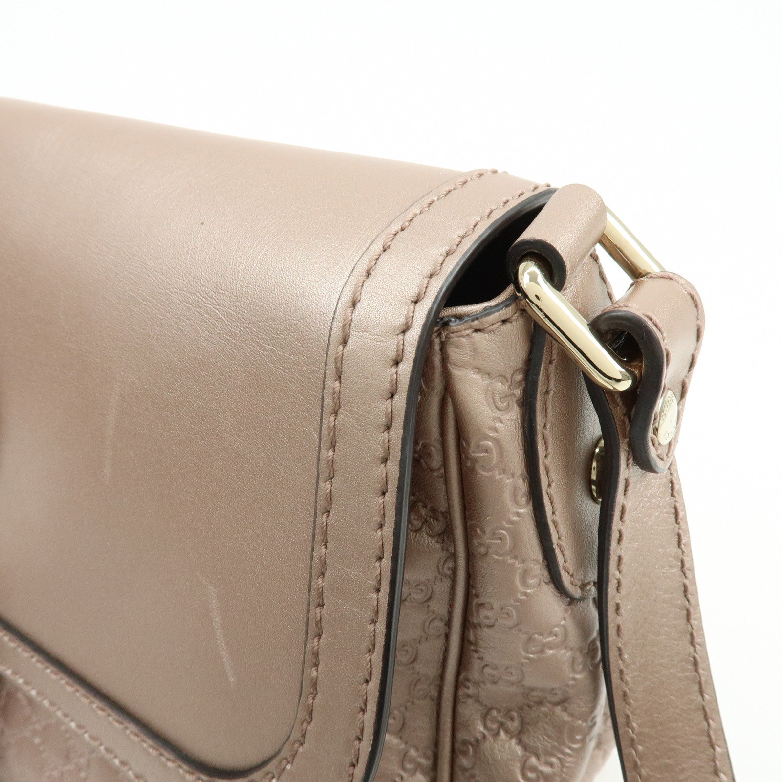 GUCCI Microguccissima Leather Shoulder Bag Metallic Pink 308452