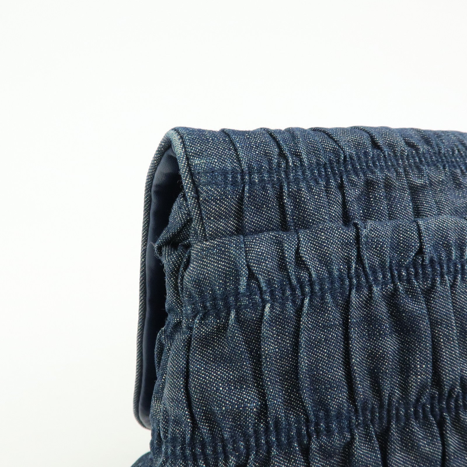 PRADA Triangle Logo Denim Clutch Bag Pouch Blue Brown