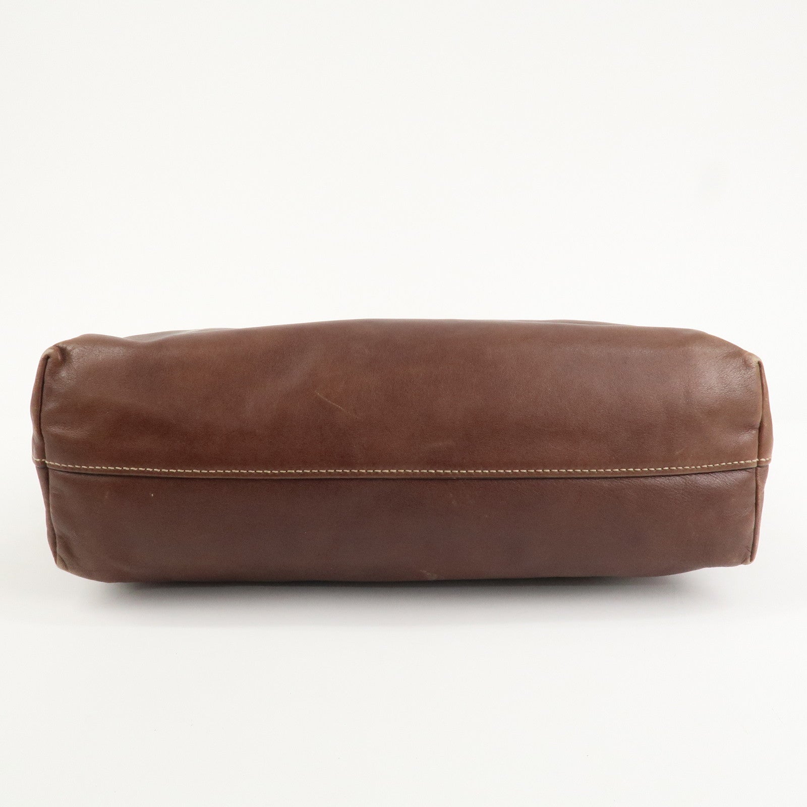 PRADA Logo Leather 2way Shoulder Bag Tote Bag Gold HDW Brown Used