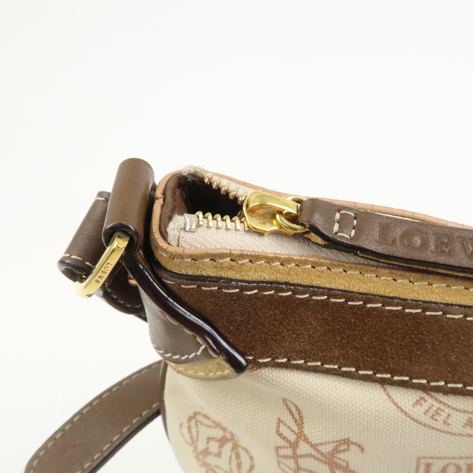 LOEWE Anagram Canvas Suede Leather Shoulder Bag 160th Anniversary