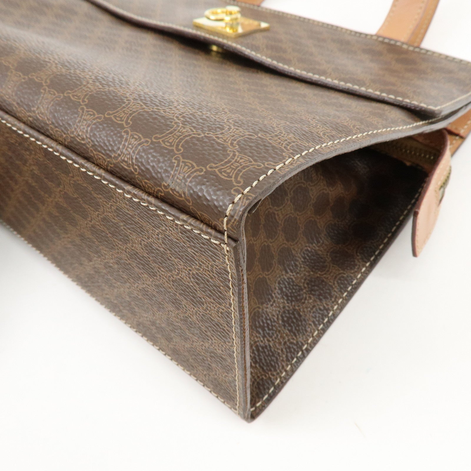 CELINE Macadam PVC Leather 2Way Bag Hand Bag Shoulder Bag Brown