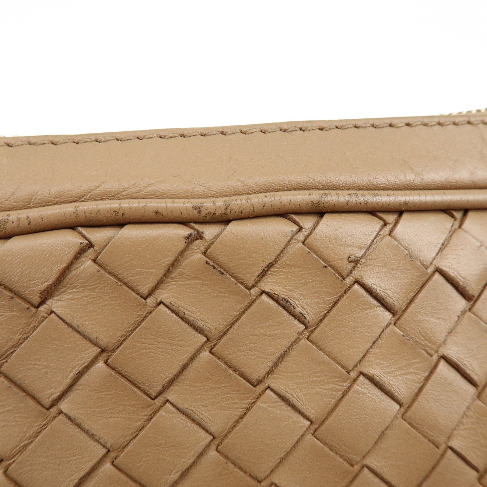 BOTTEGA VENETA Intrecciato Leather Shoulder Crossbody Bag Beige