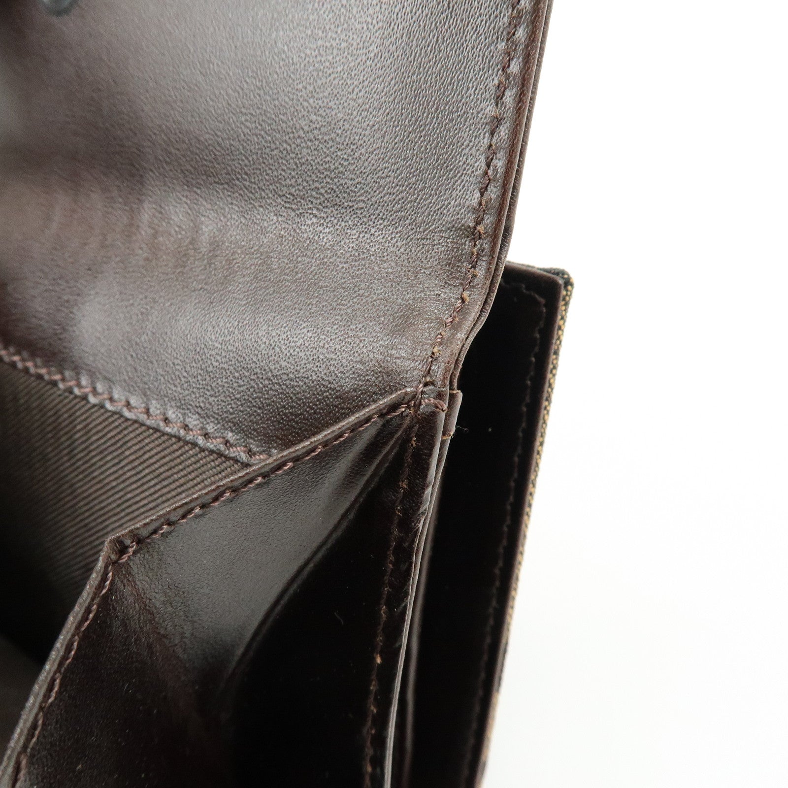 FENDI Zucca Canvas Leather Bi-fold Compact Wallet Brown 8M0033