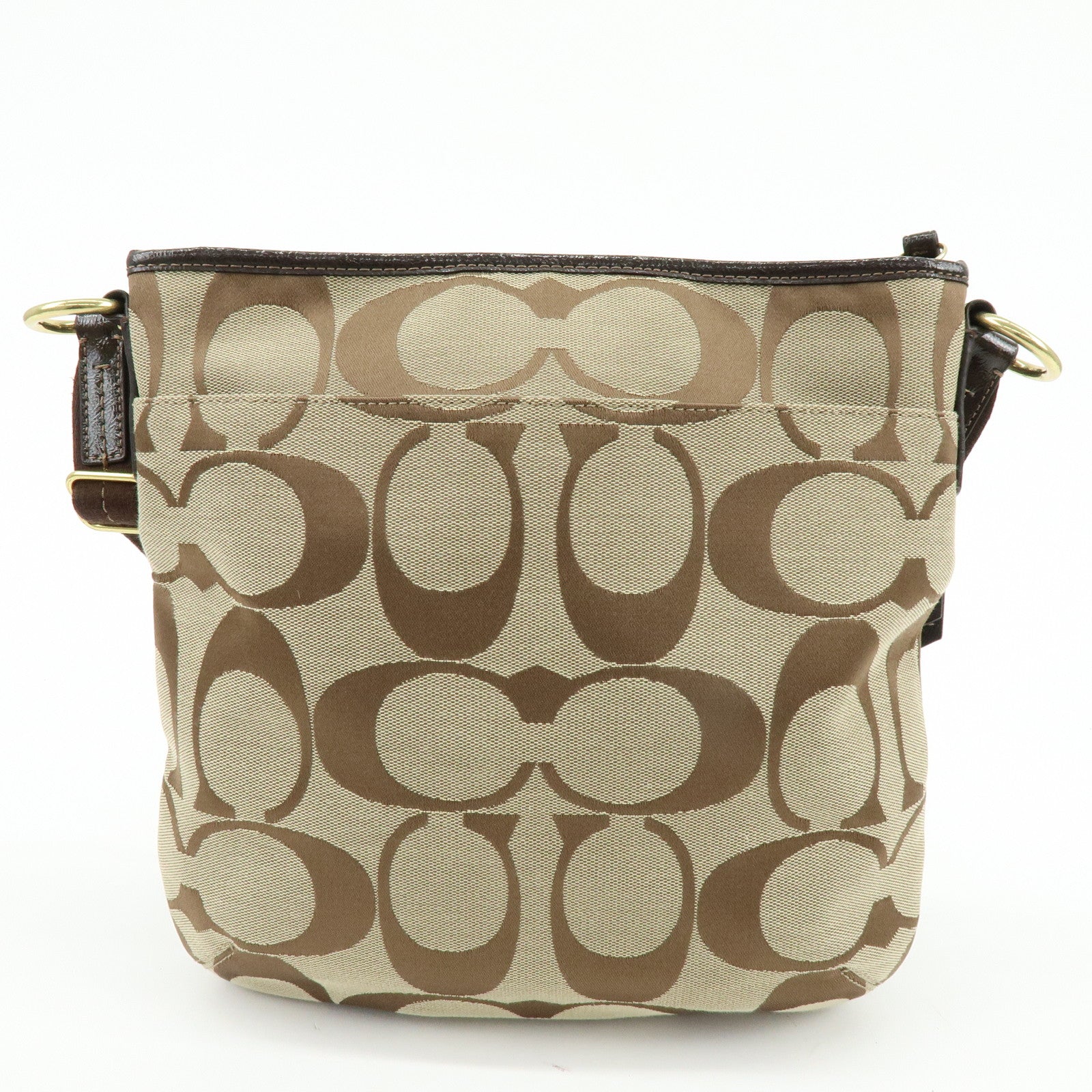 COACH Set of 2 Signature Canvas Leather Shoulder Bag Beige Brown