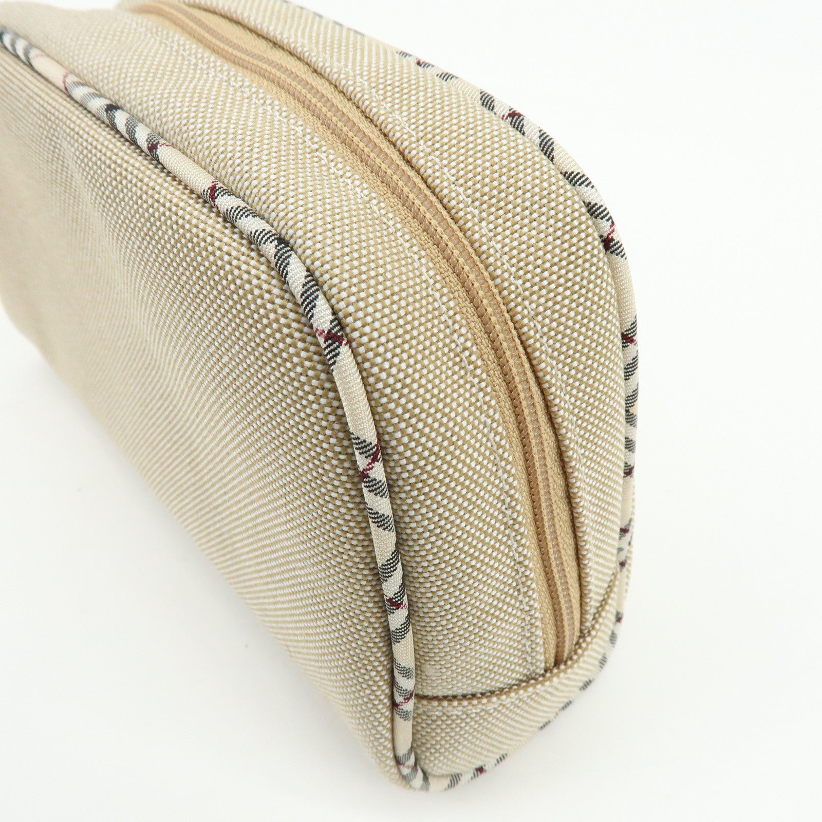 BURBERRY Set of 2 Canvas Pouch Cosmetic Case Beige Navy